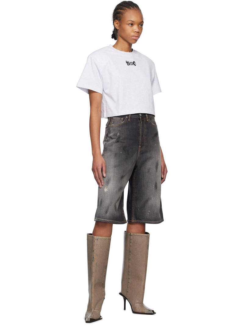 We11done Gray Shoulder Pad Cropped T-shirt outlook