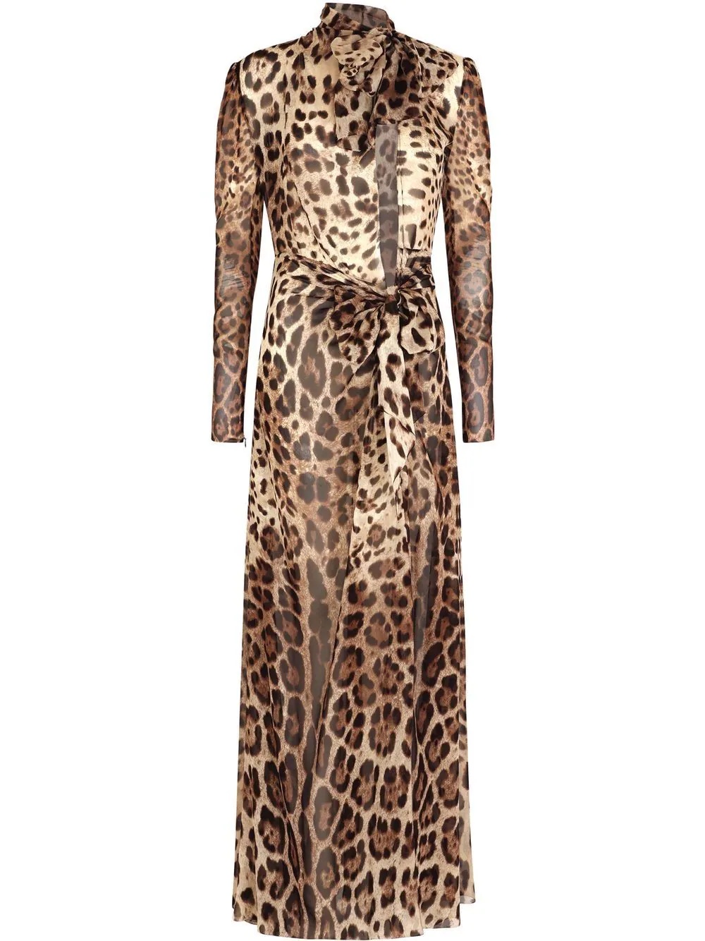 leopard-print slit-detail dress - 1