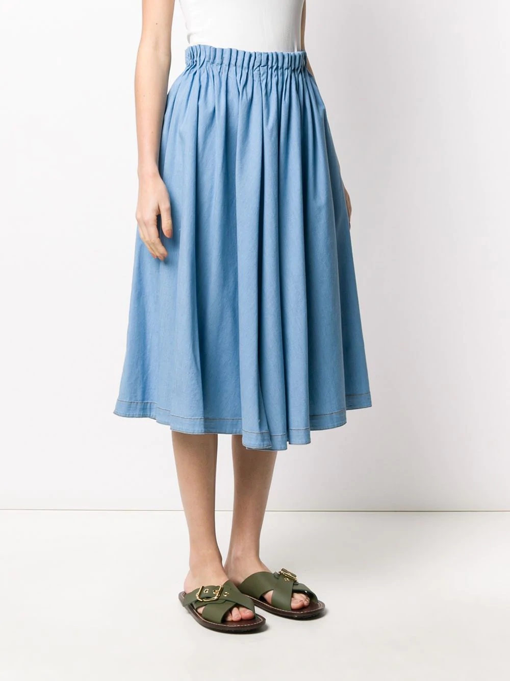 high-waisted pleated midi skirt - 3