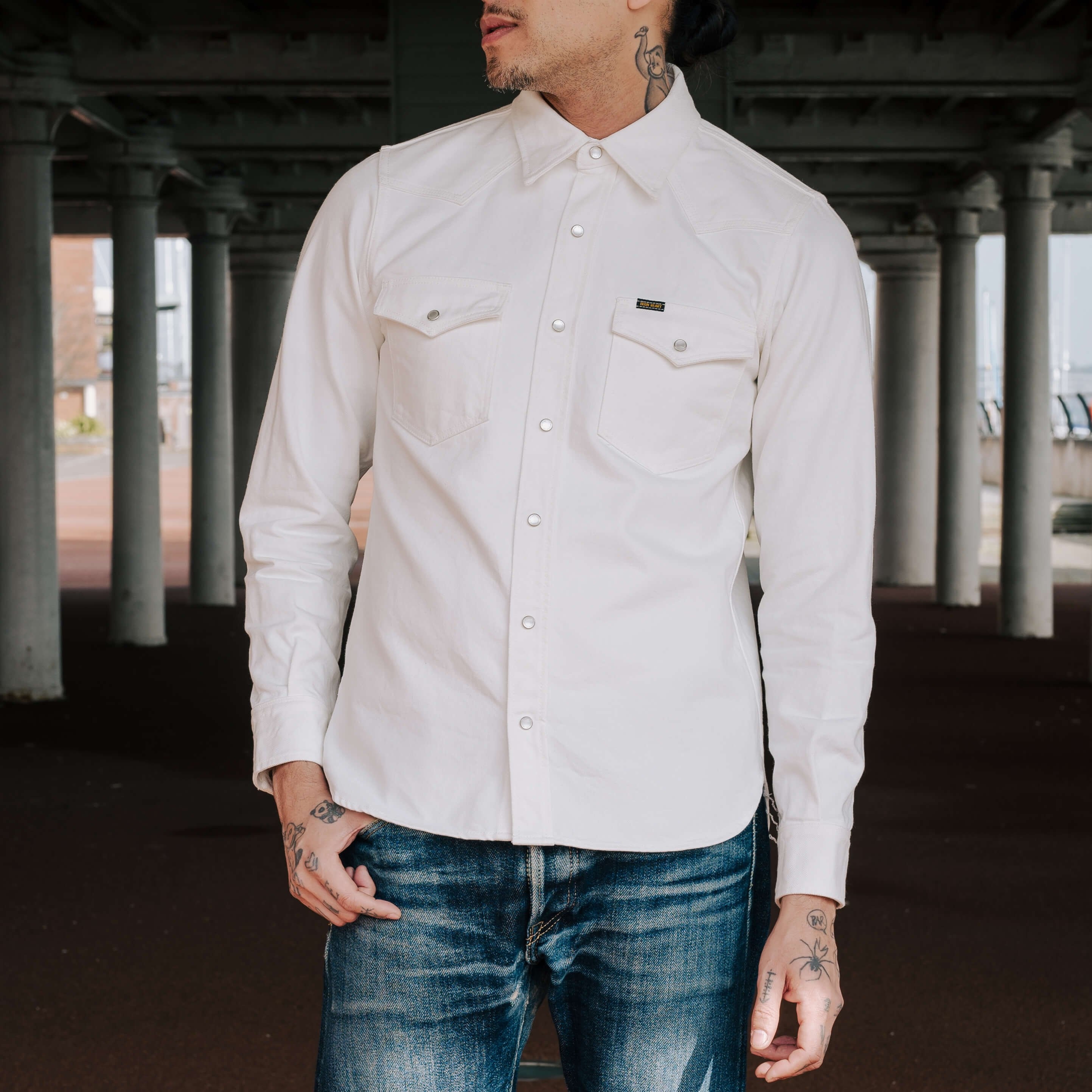 IHSH-384-WHT 13.5oz Denim Western Shirt - White - 5