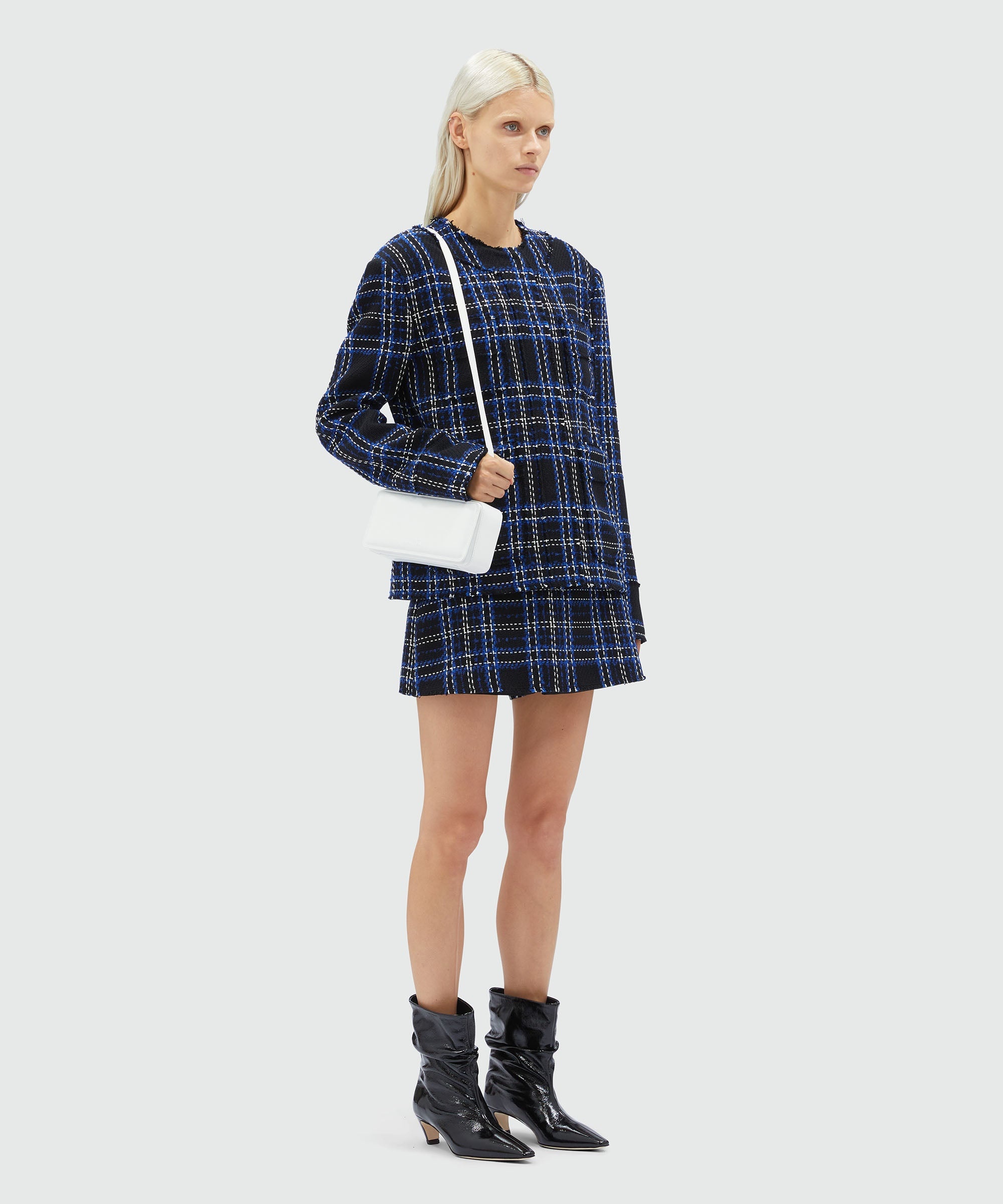 Black and blue tweed tartan skort - 4