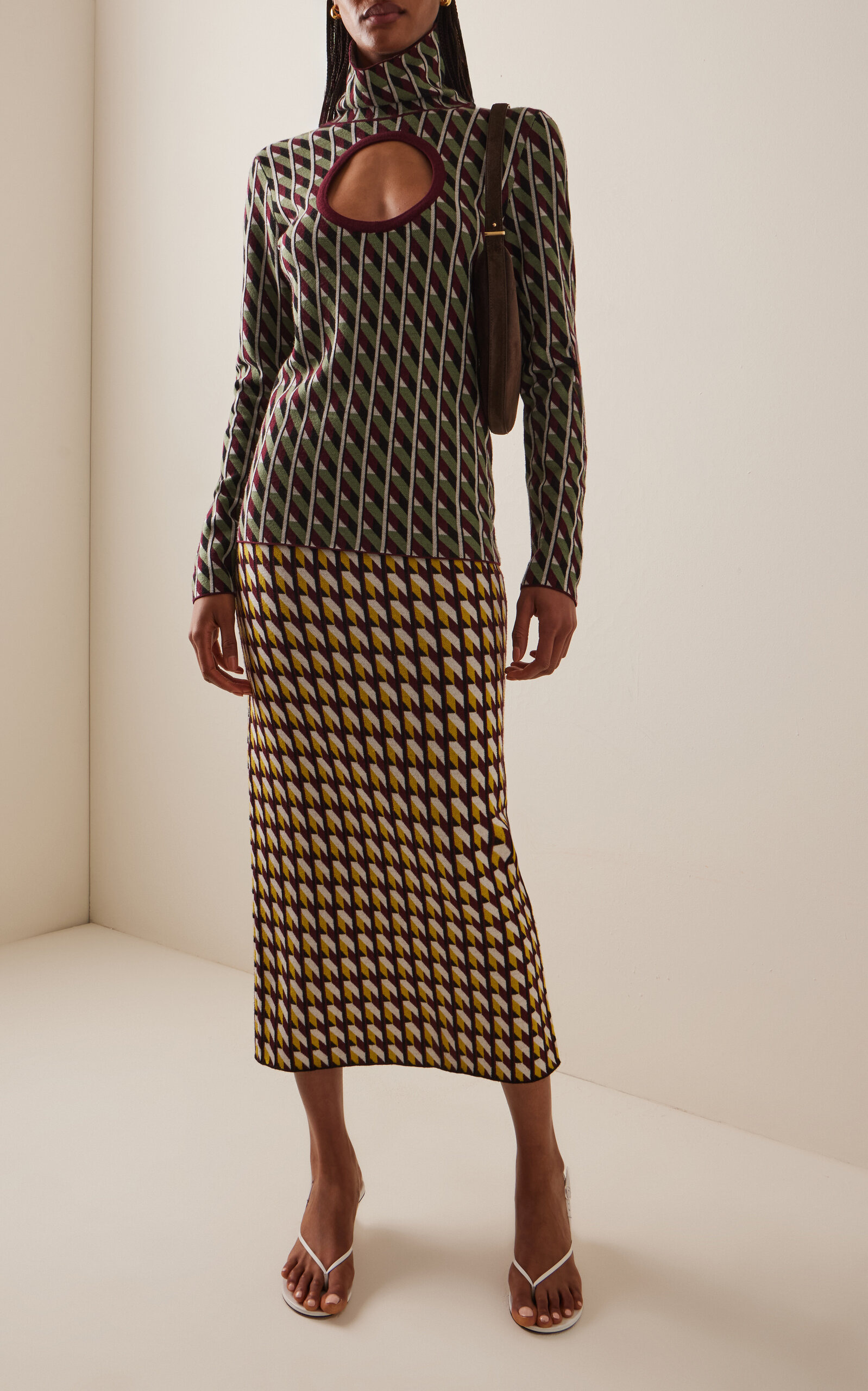 Alina Jacquard-Knit Merino Wool Maxi Skirt print - 2