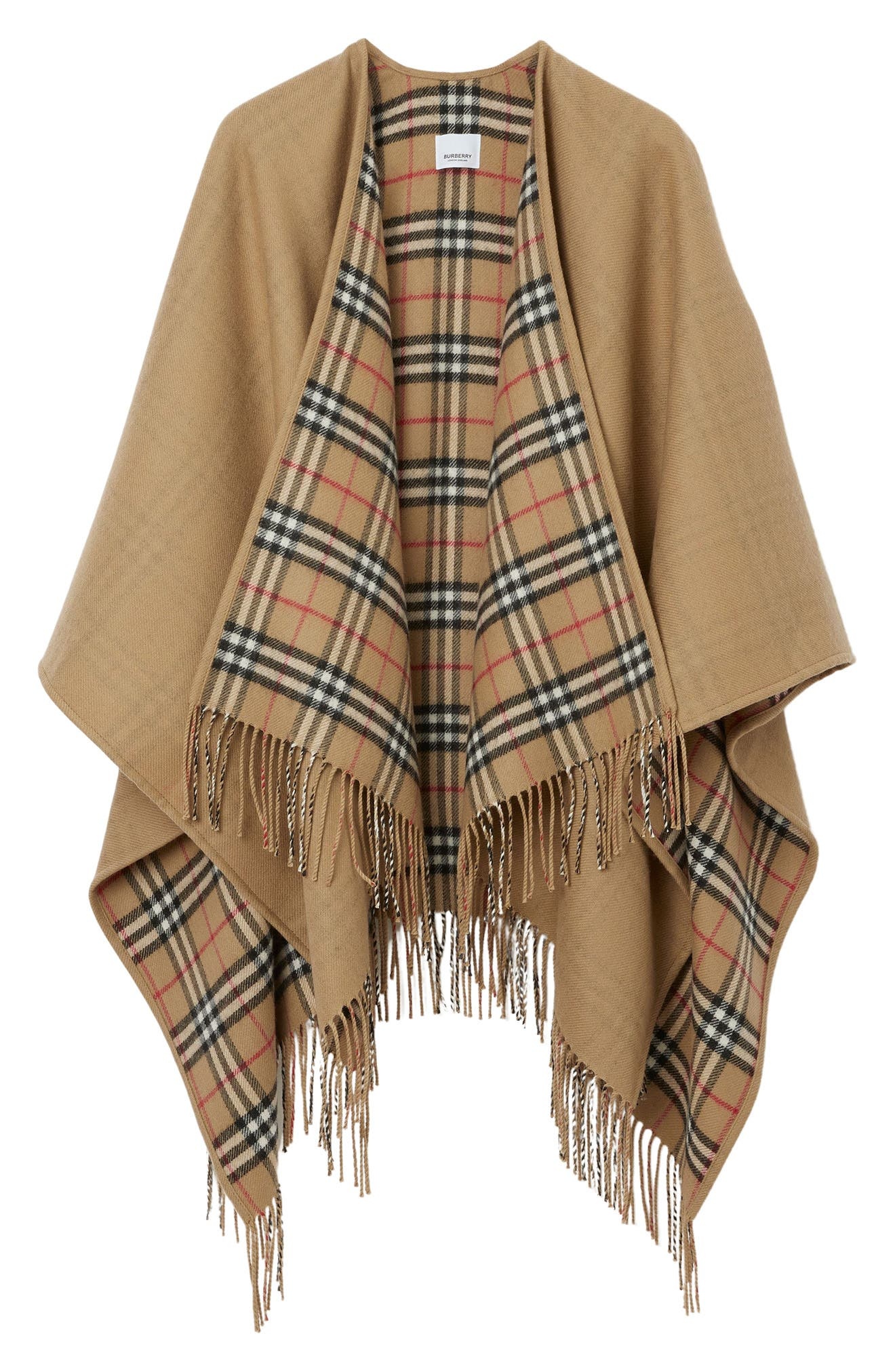 burberry Vintage Check Wool Cape in Archive Beige at Nordstrom - 4