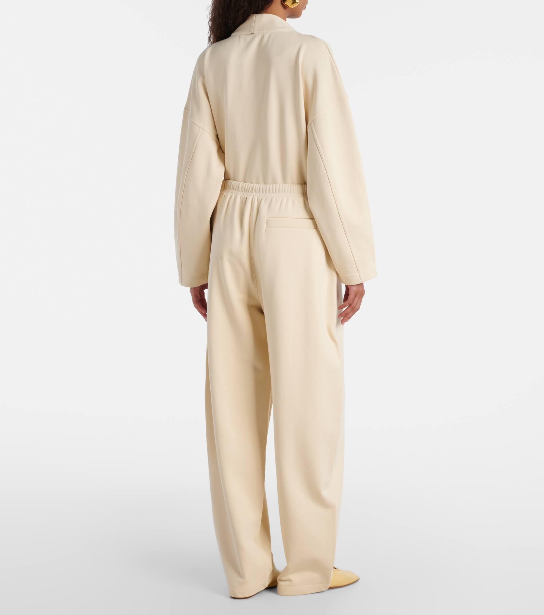 Cotton-blend jersey wide-leg sweatpants - 3