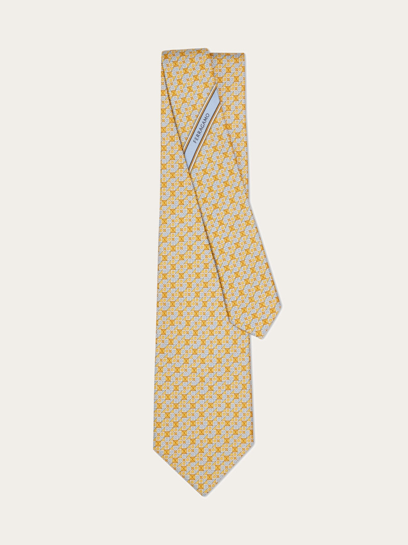 Gancini square print silk tie 3