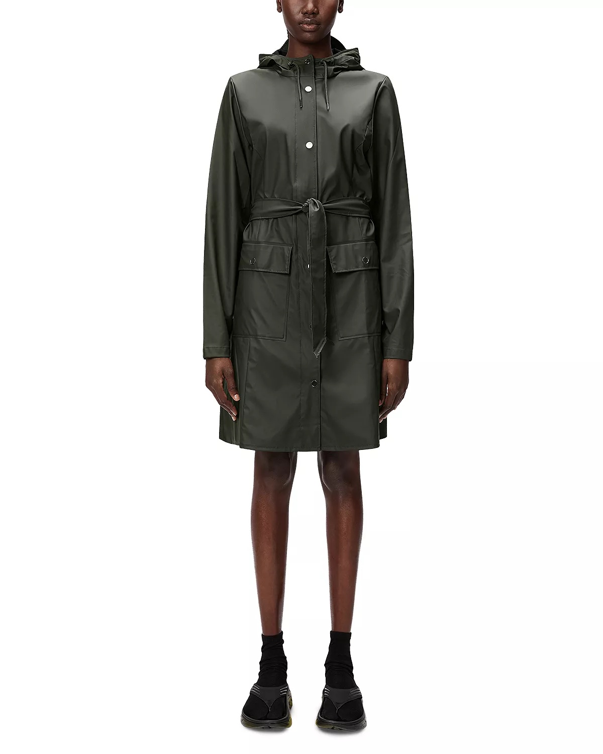Curve Hooded Belted Waterproof Jacket - 5