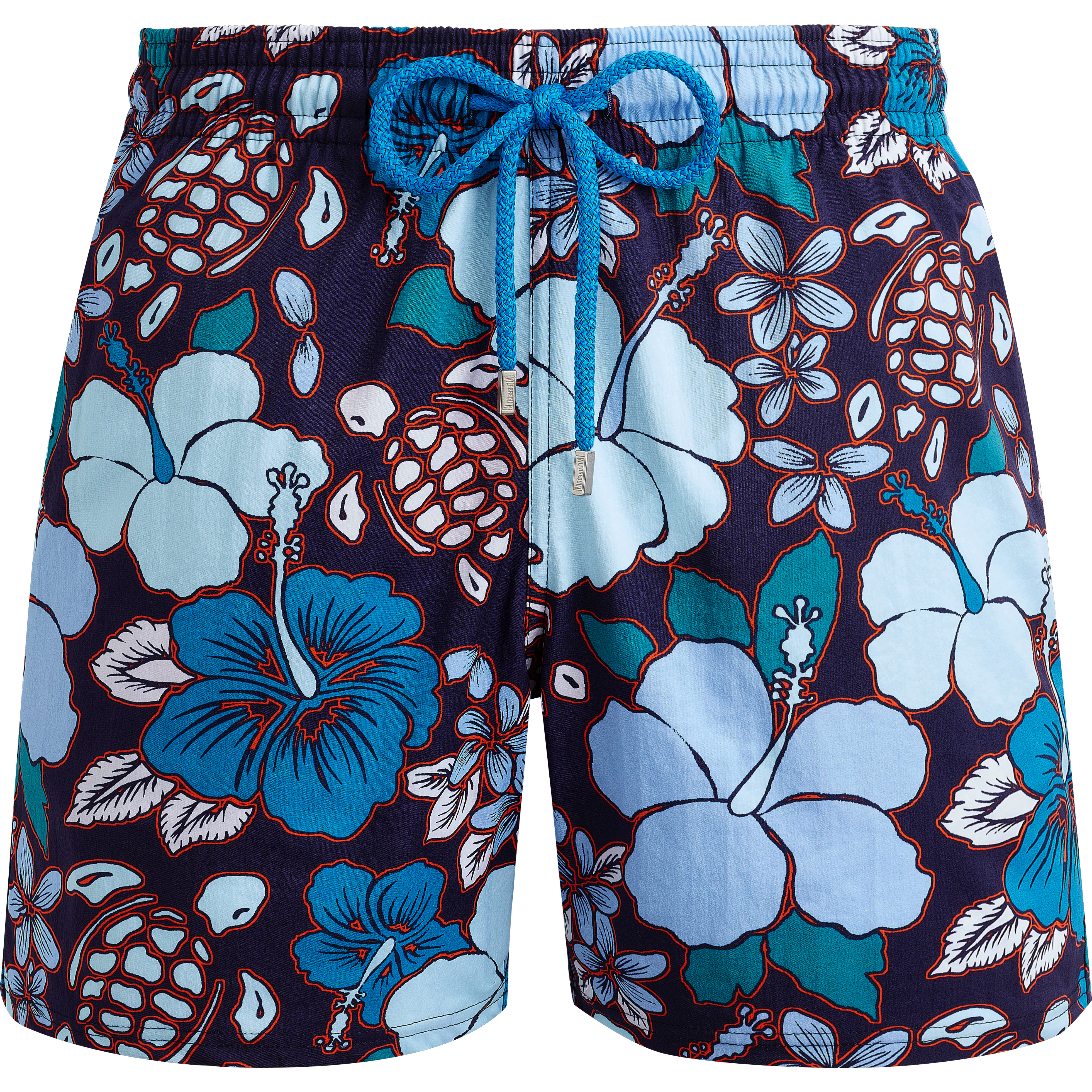 Men Stretch Swim Shorts Tropical Turtles - 1