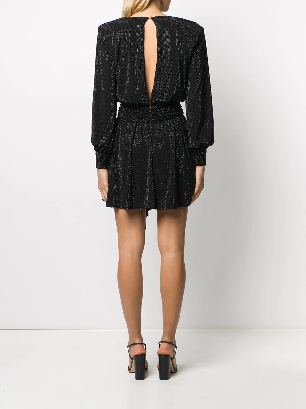 belted long-sleeve mini dress - 4
