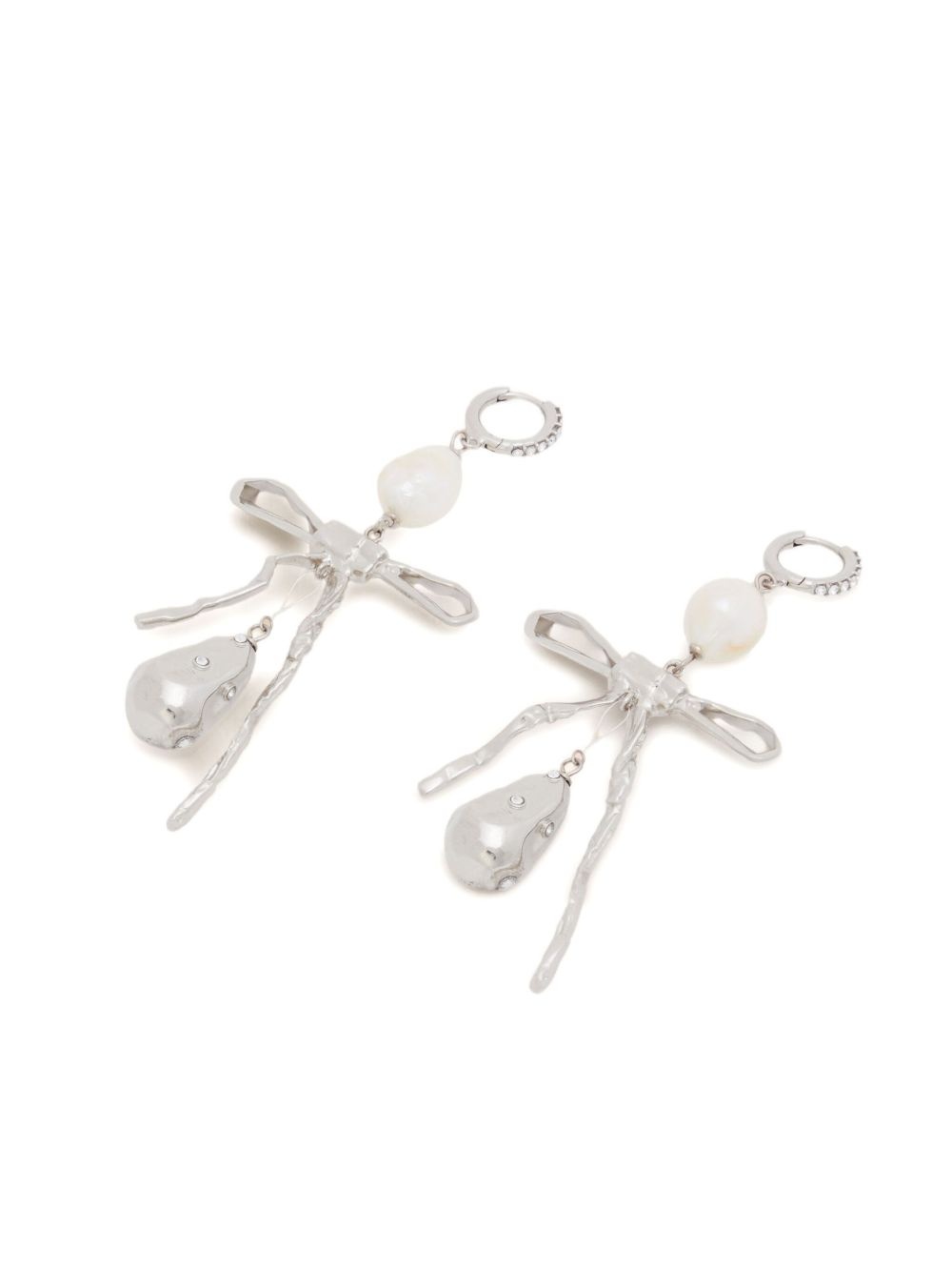 pearl-drop bow earrings - 3