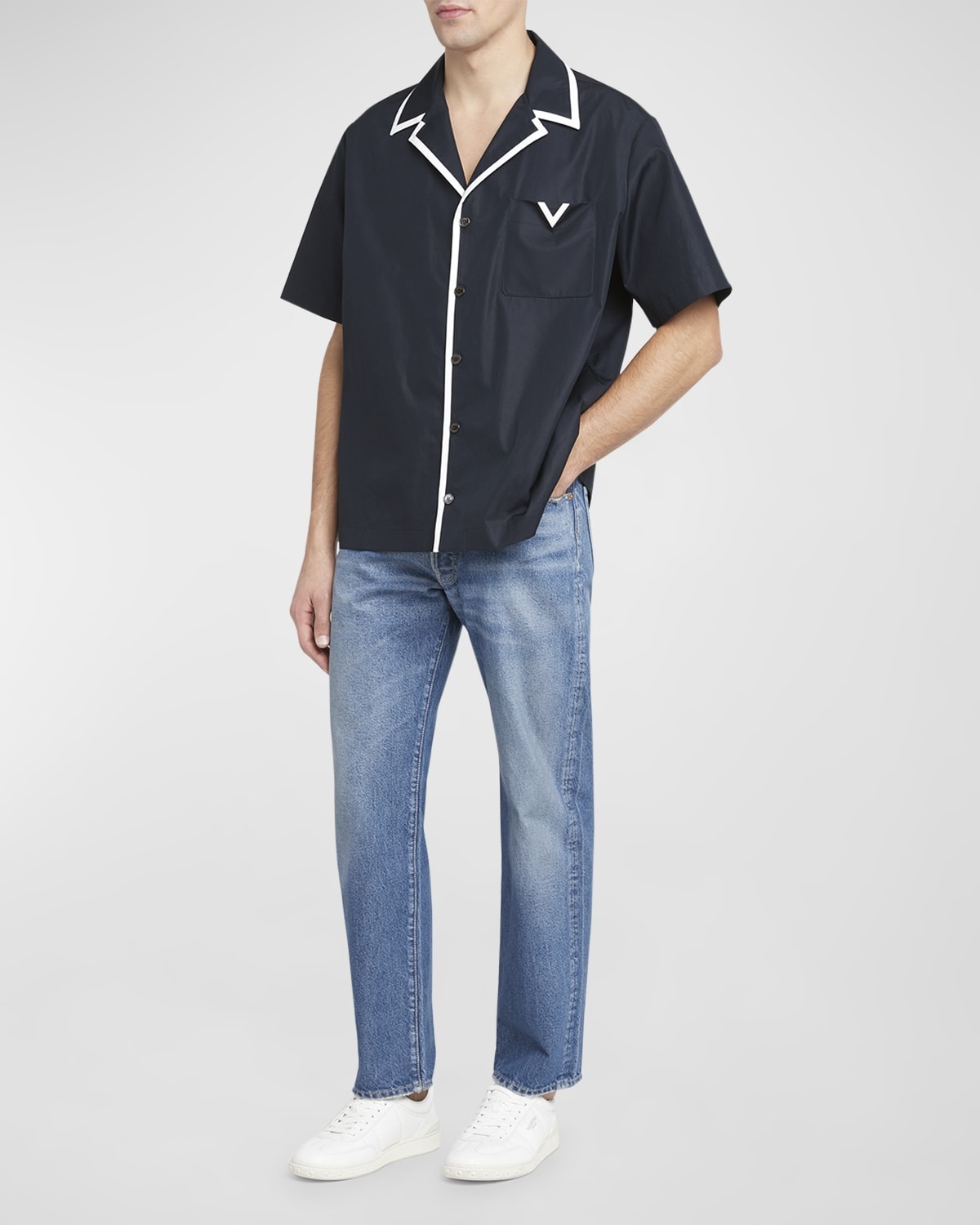 Valentino Men s V Logo Straight Leg Jeans REVERSIBLE