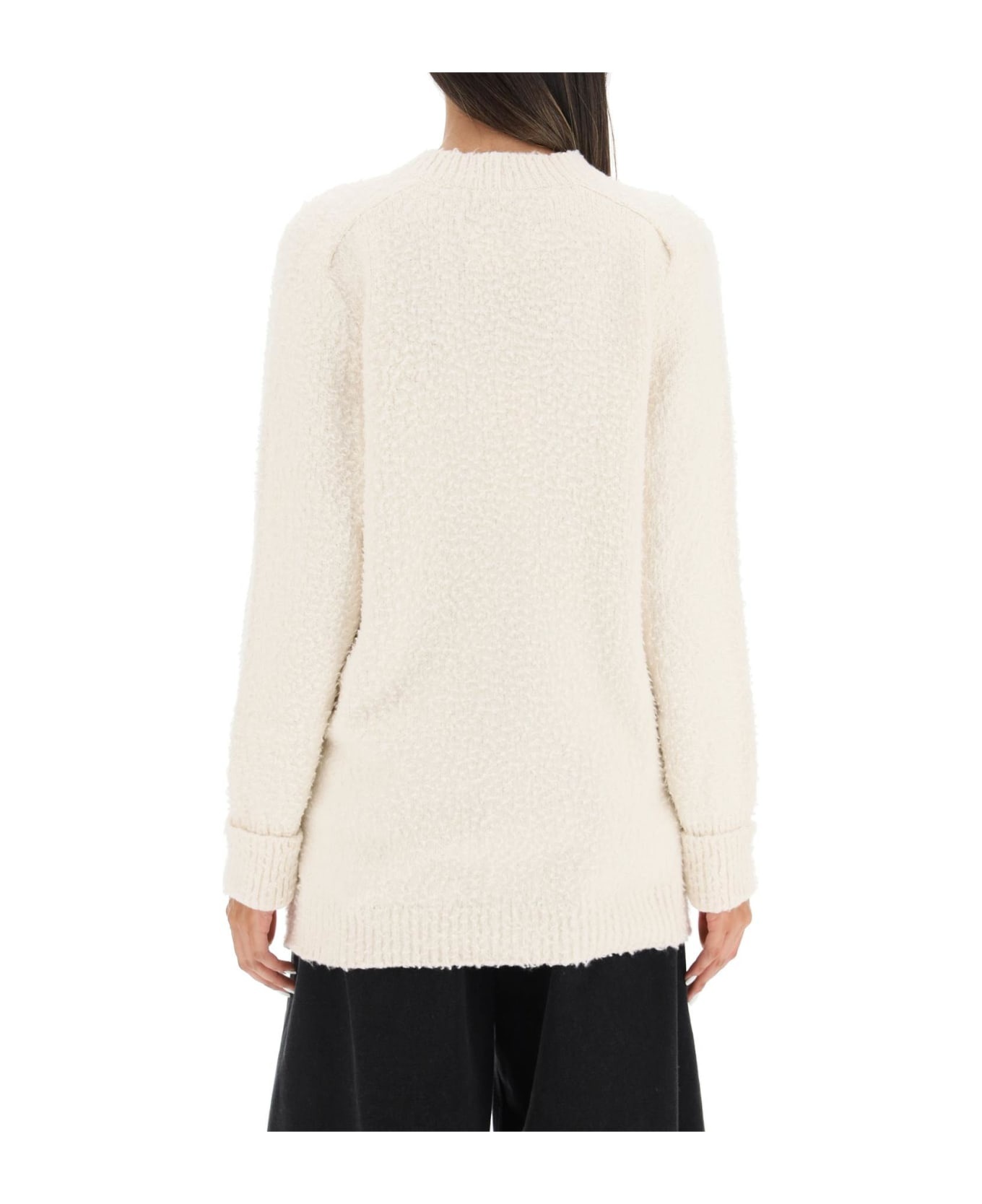 Ivory Cotton Blend Oversize Cardigan - 3