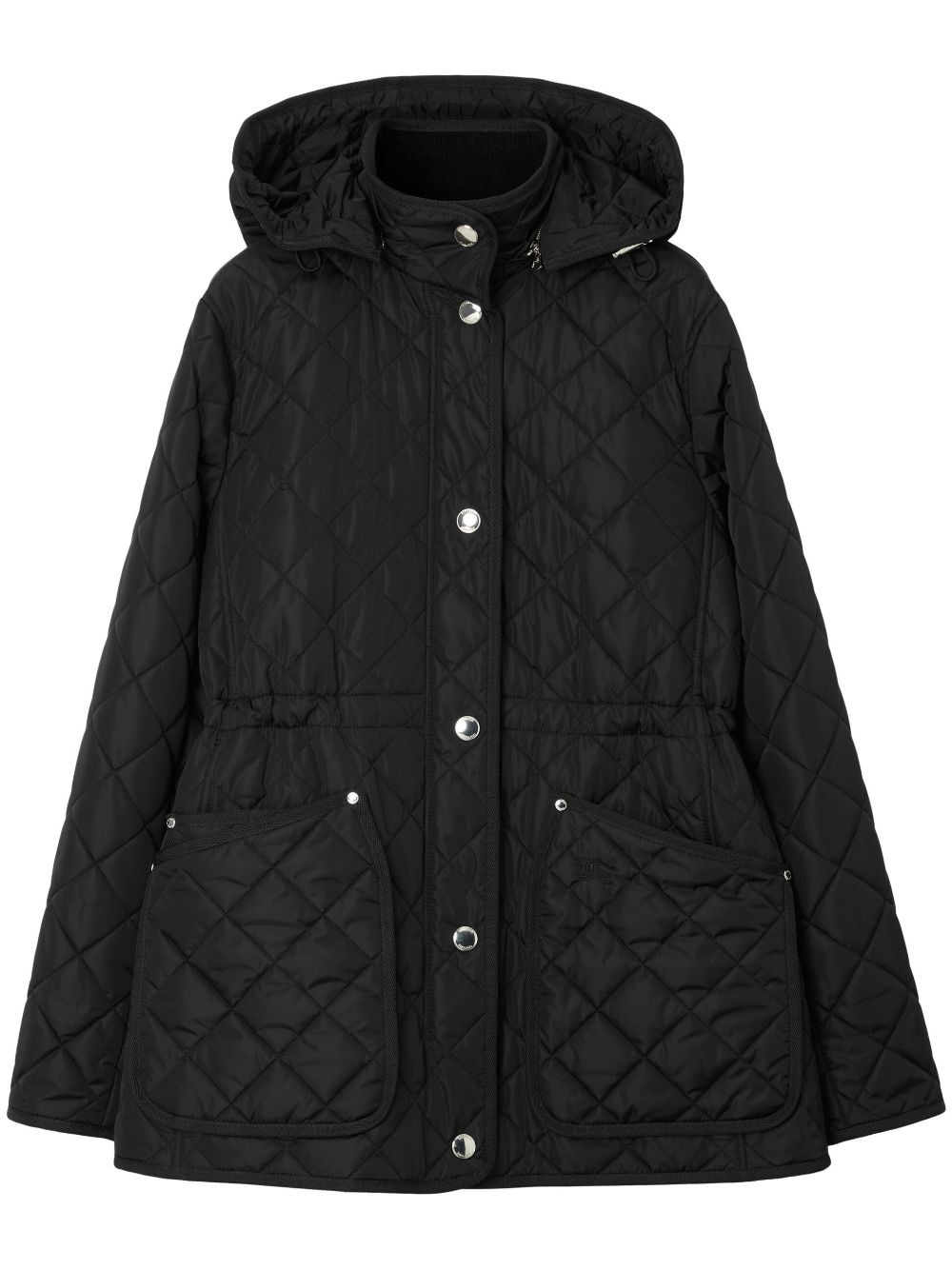 detachable-hood diamond-quilted jacket - 1