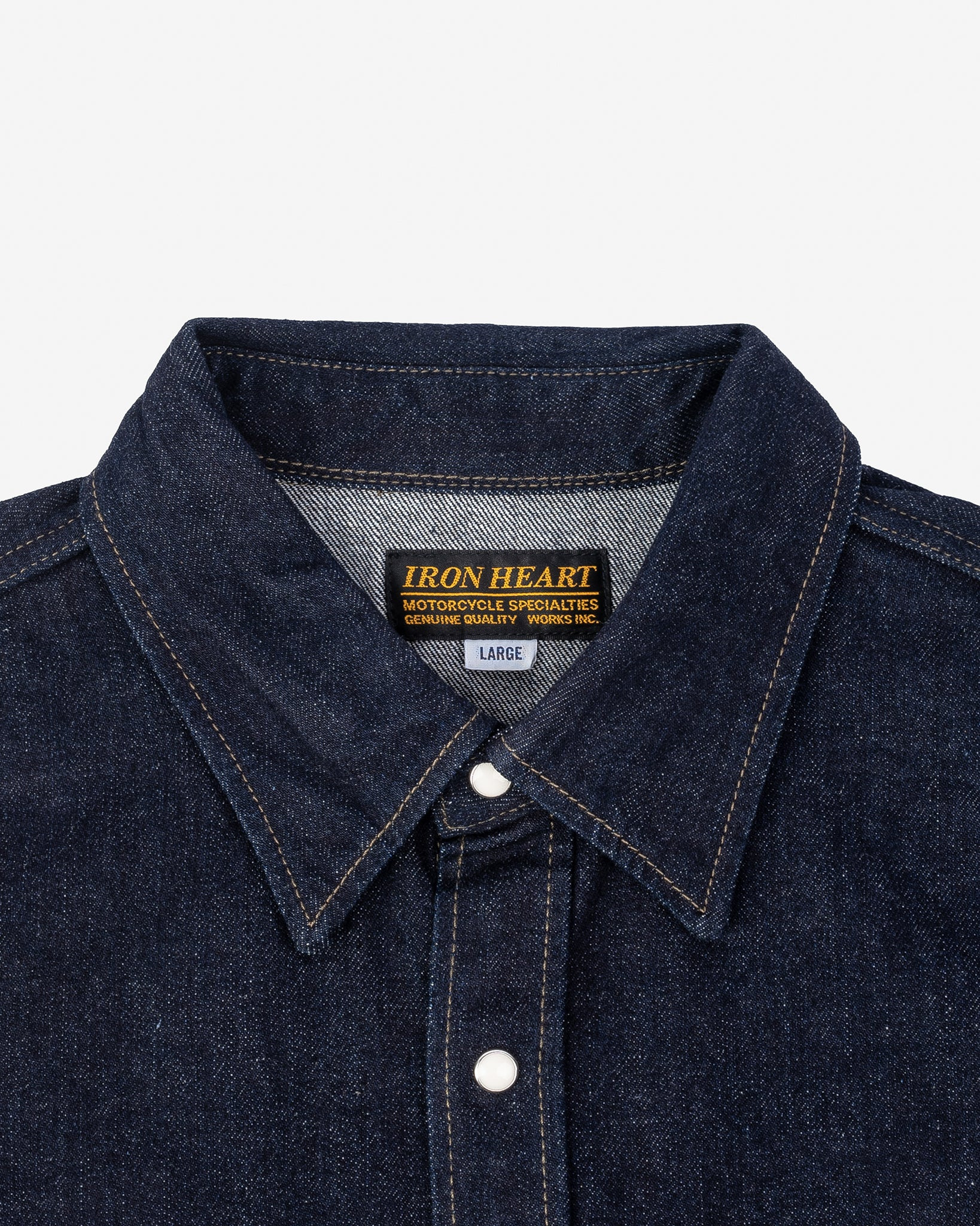 IHSH-326-IND 12oz Selvedge Denim Work Shirt With Snaps - Indigo - 14