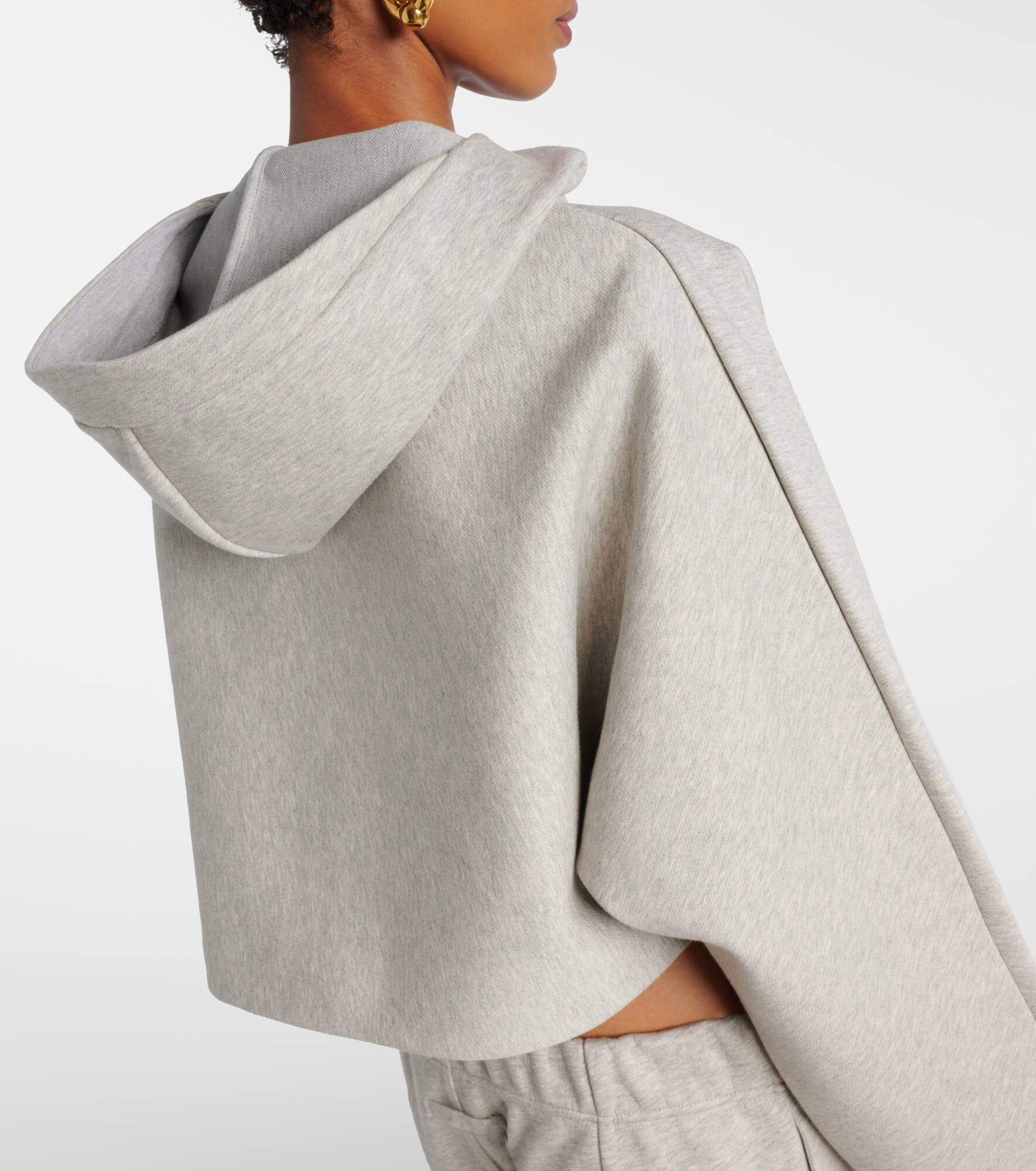 Cropped embossed logo cotton hoodie - 6