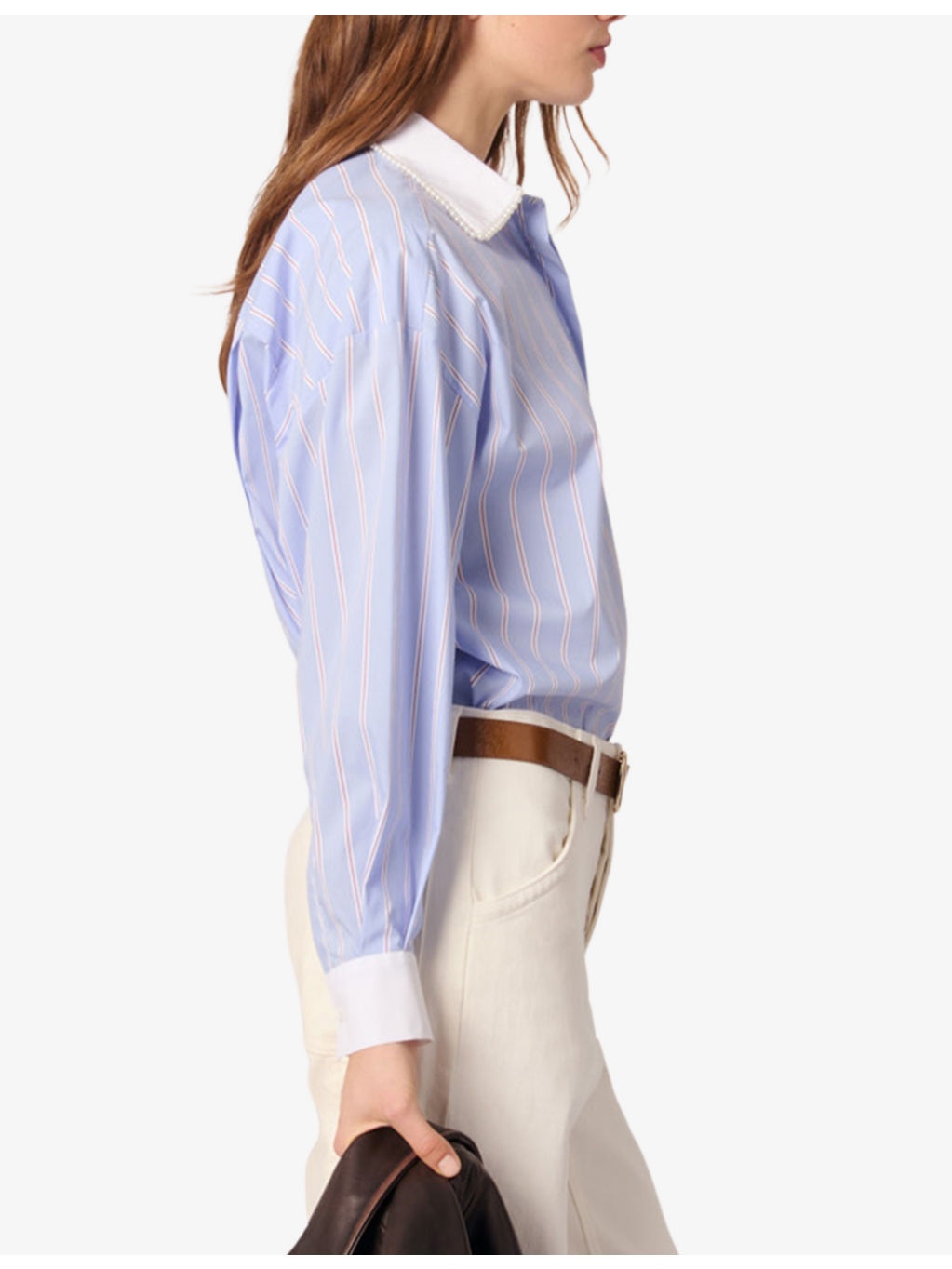 Striped Contrast-Collar Cotton Shirt - 3