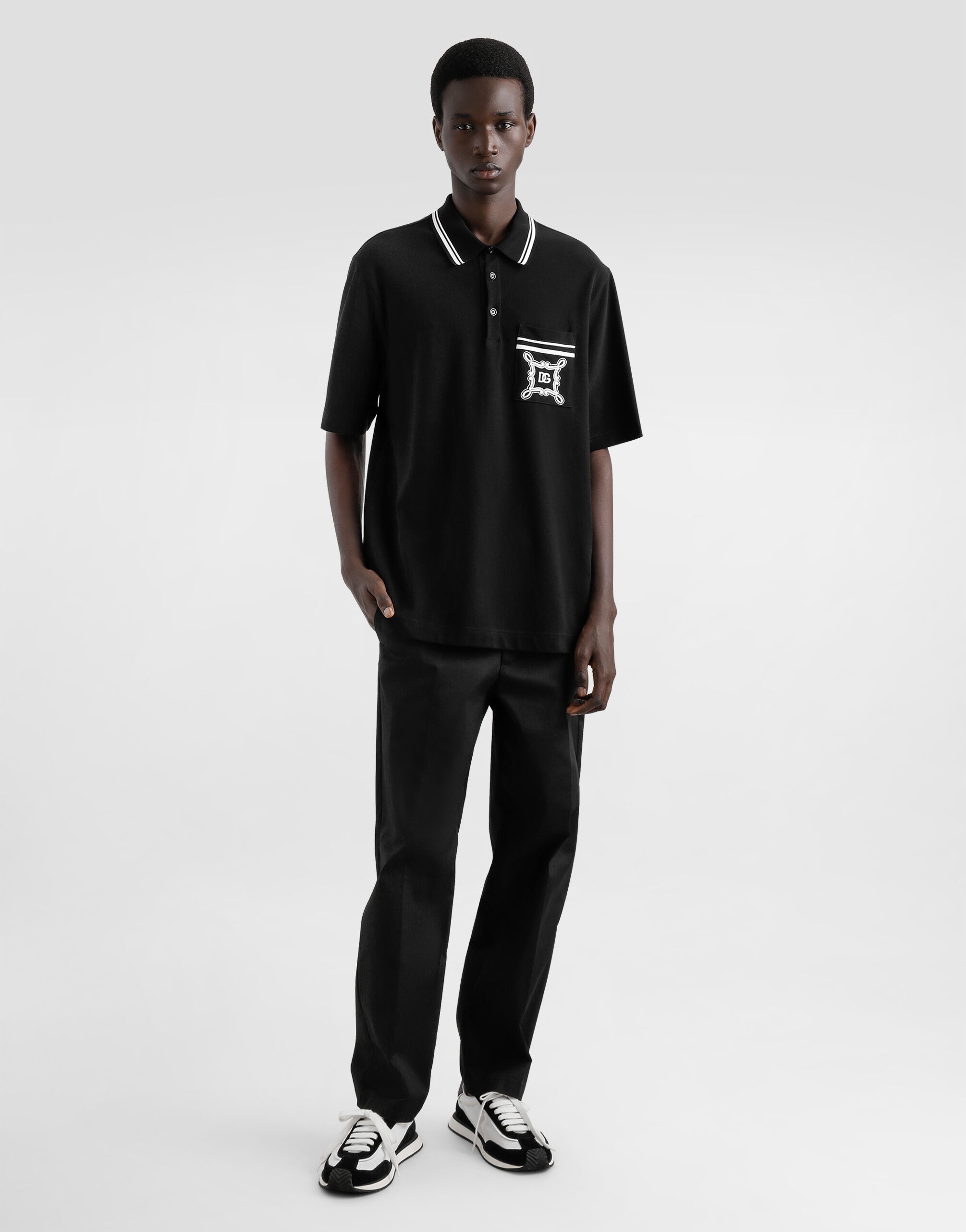 Cotton polo-shirt with bandanna-print details - 2