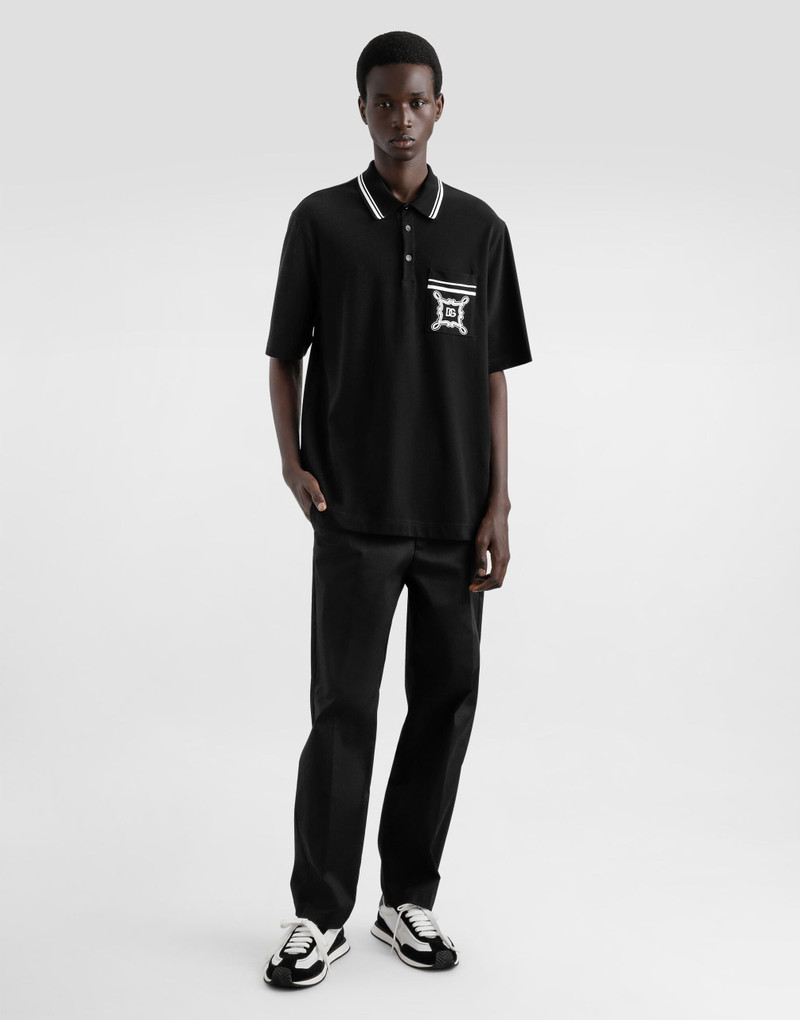 Dolce & Gabbana Cotton polo-shirt with bandanna-print details outlook