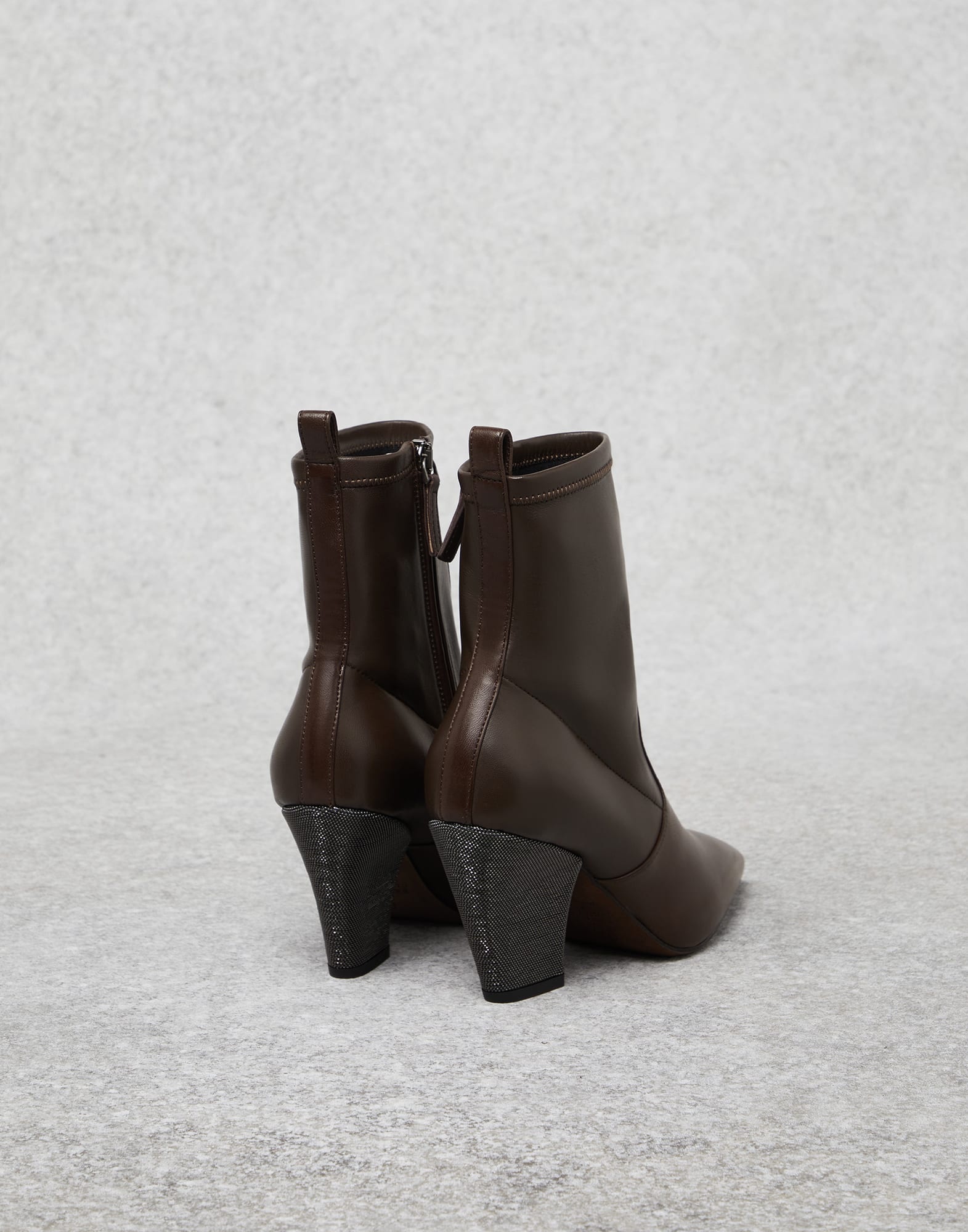 Soft nappa leather ankle boots with precious heel - 2