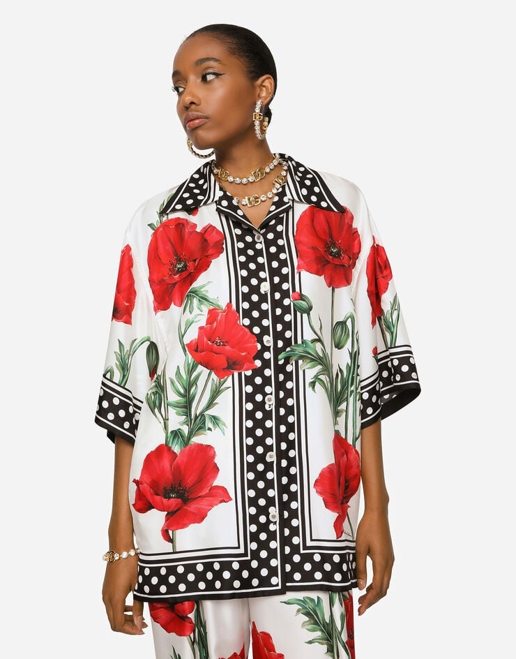 Poppy-print twill shirt - 4