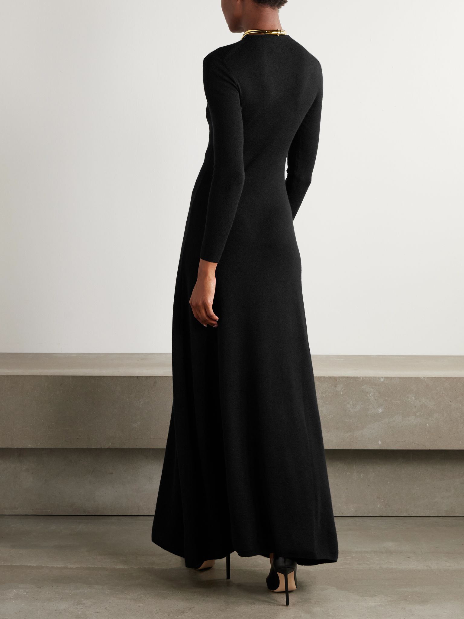 Cashmere-blend turtleneck maxi dress Black - 3