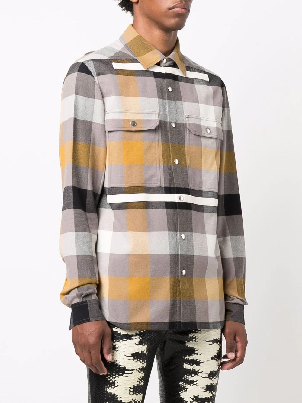 plaid-print long-sleeve outer shirt - 3