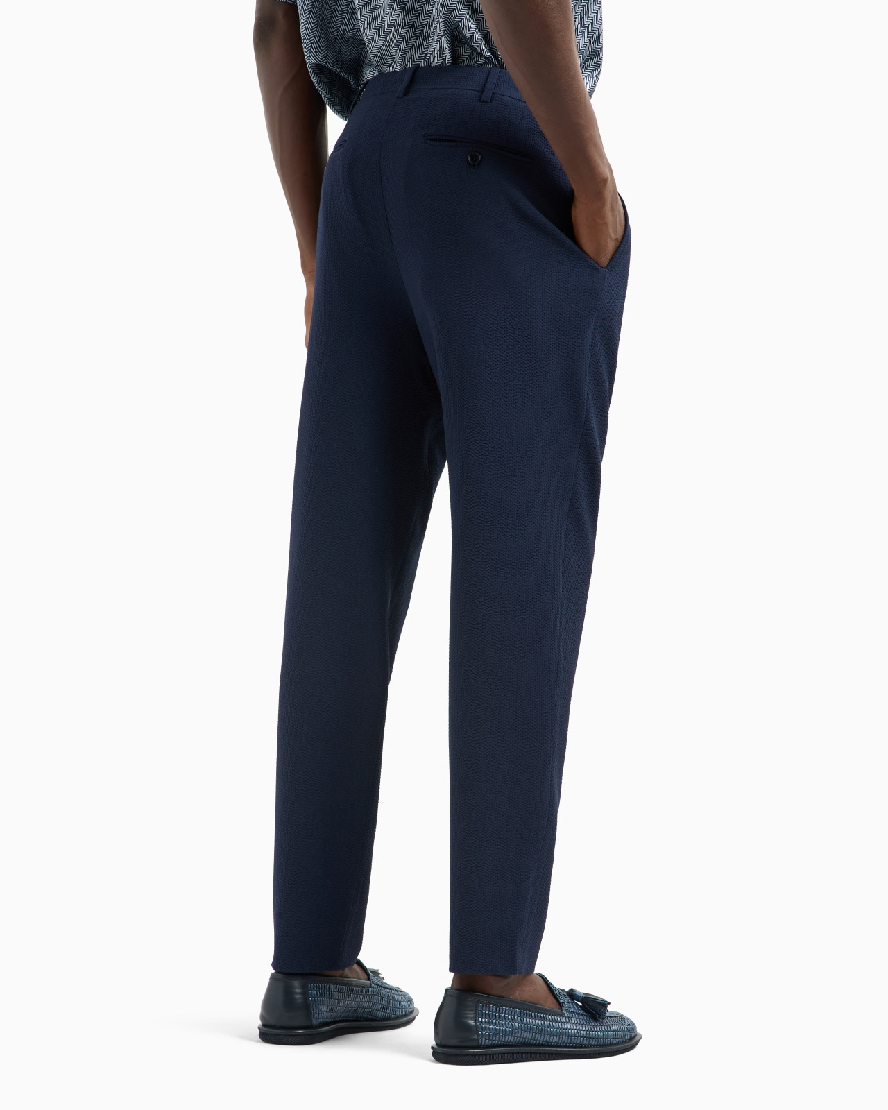 WOOL SEERSUCKER DOUBLE-PLEAT TROUSERS - 3