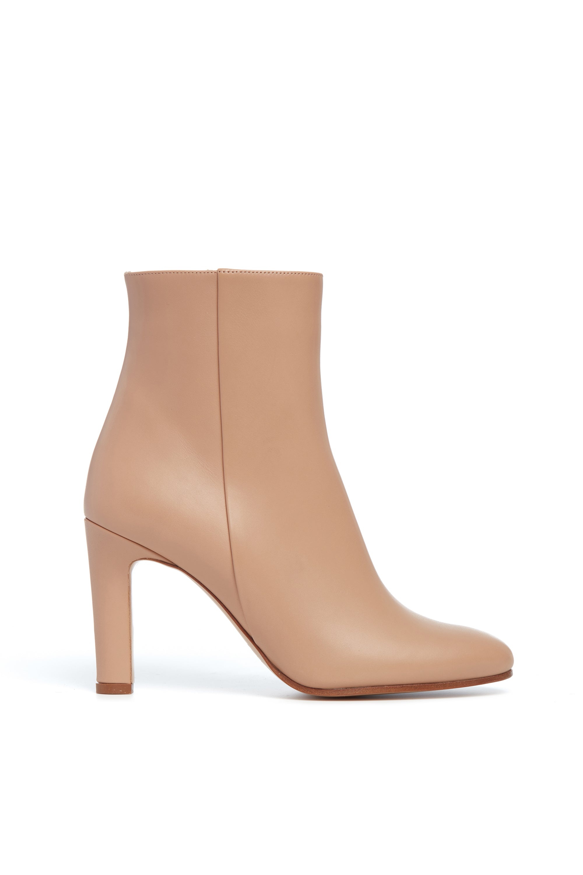 Lila Block Heel Ankle Boot in Dark Camel Leather - 1