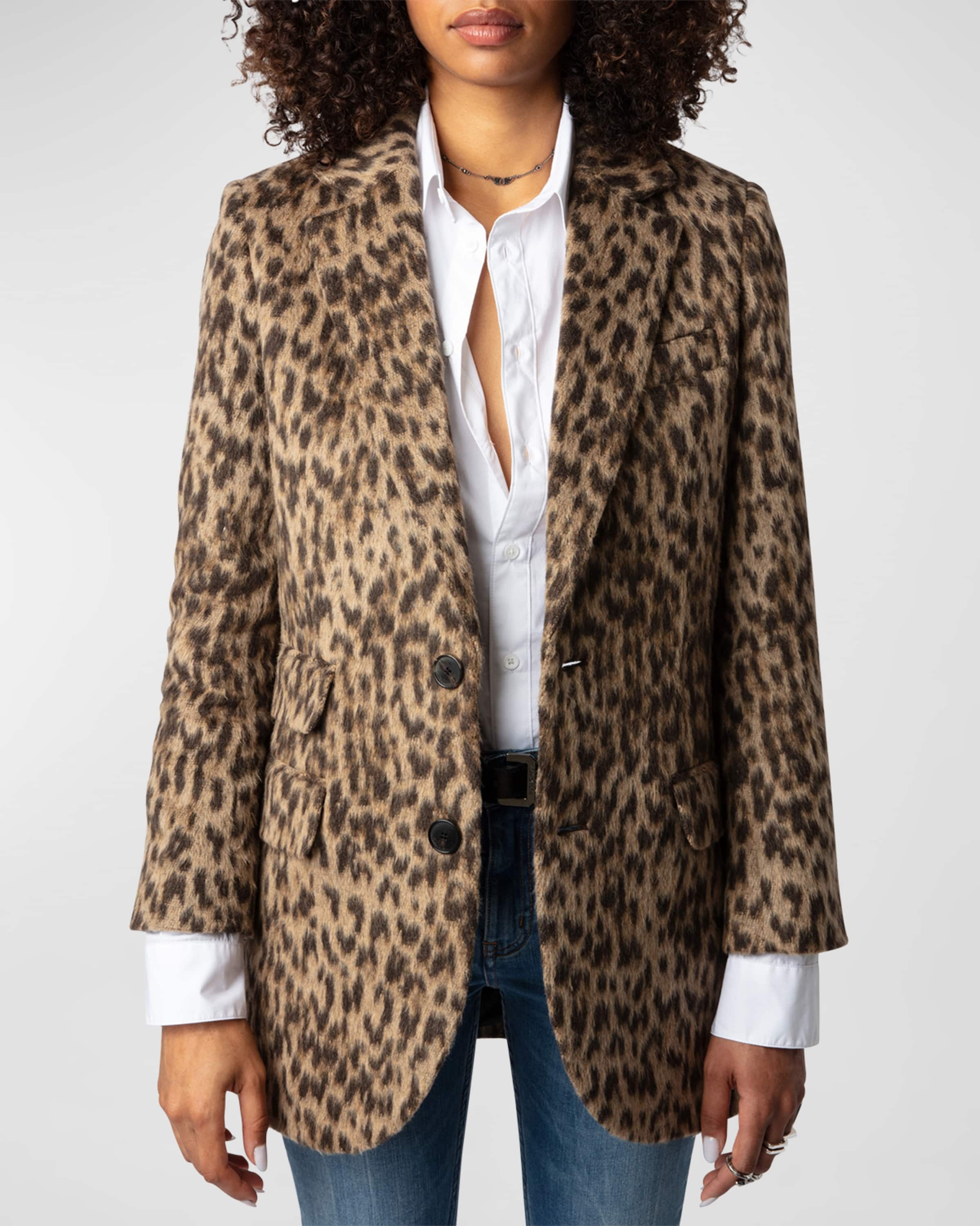 Zadig & Voltaire Violet Soft Wild Leopard-Print Blazer