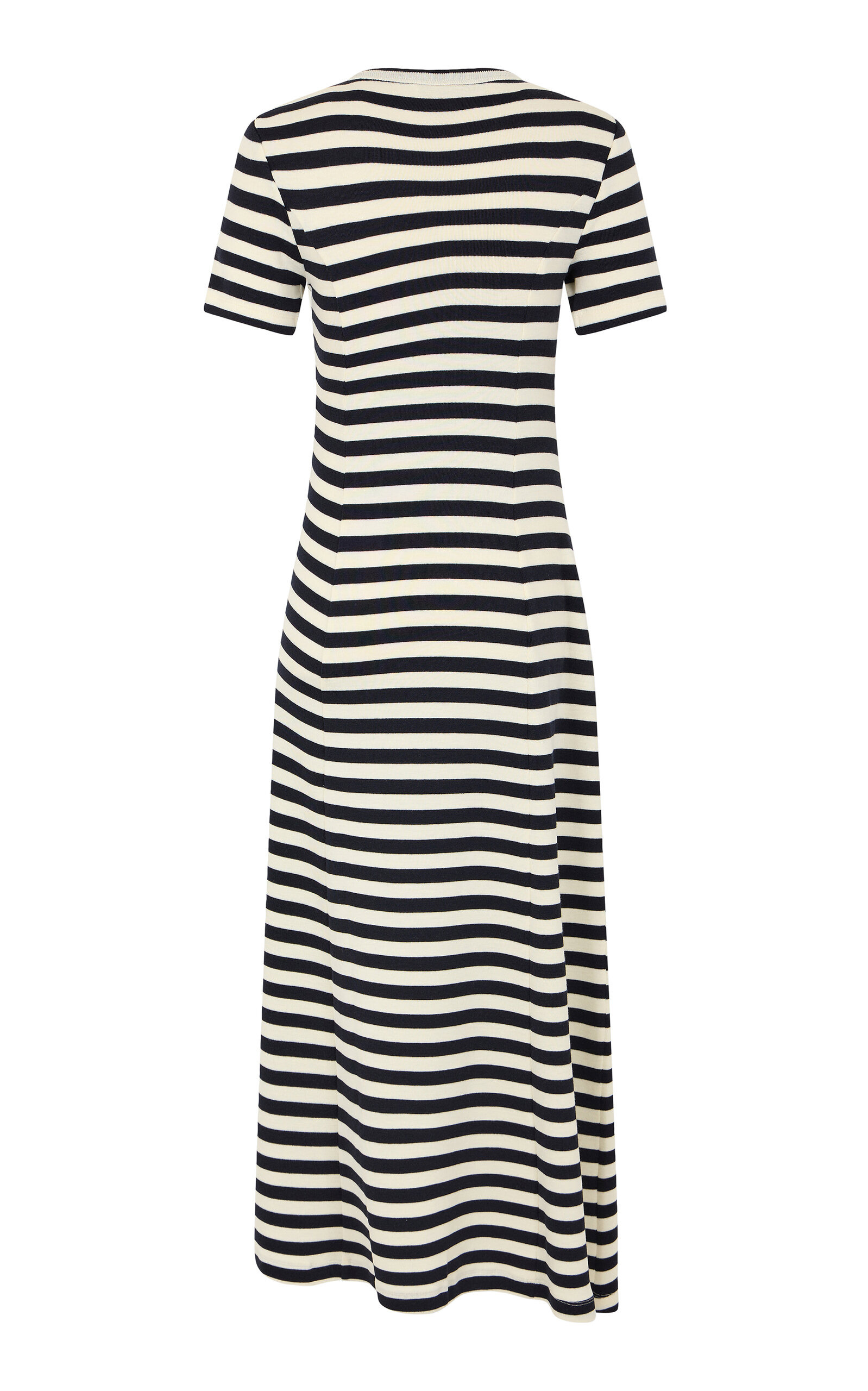 Gathered Wool-Blend Midi Dress stripe - 2