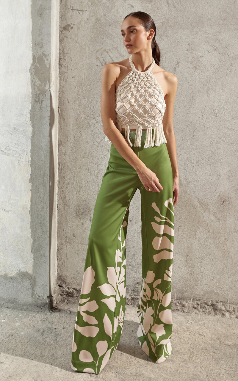 ANDRES OTALORA A-Mar Handmade Macrame Cotton-Linen Top ivory outlook