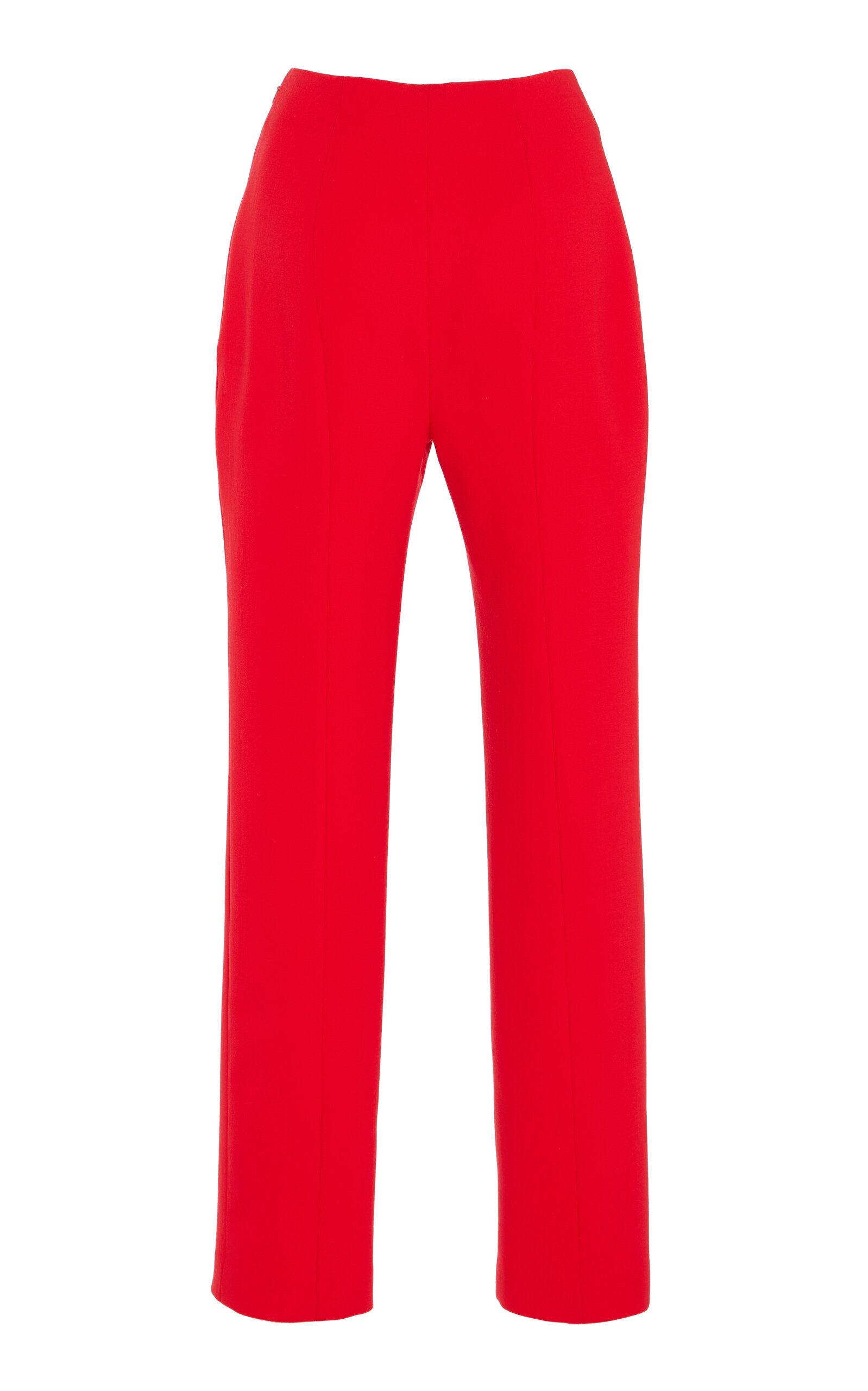 Emilie Bi-Stretch Wool Straight-Leg Pants red - 6