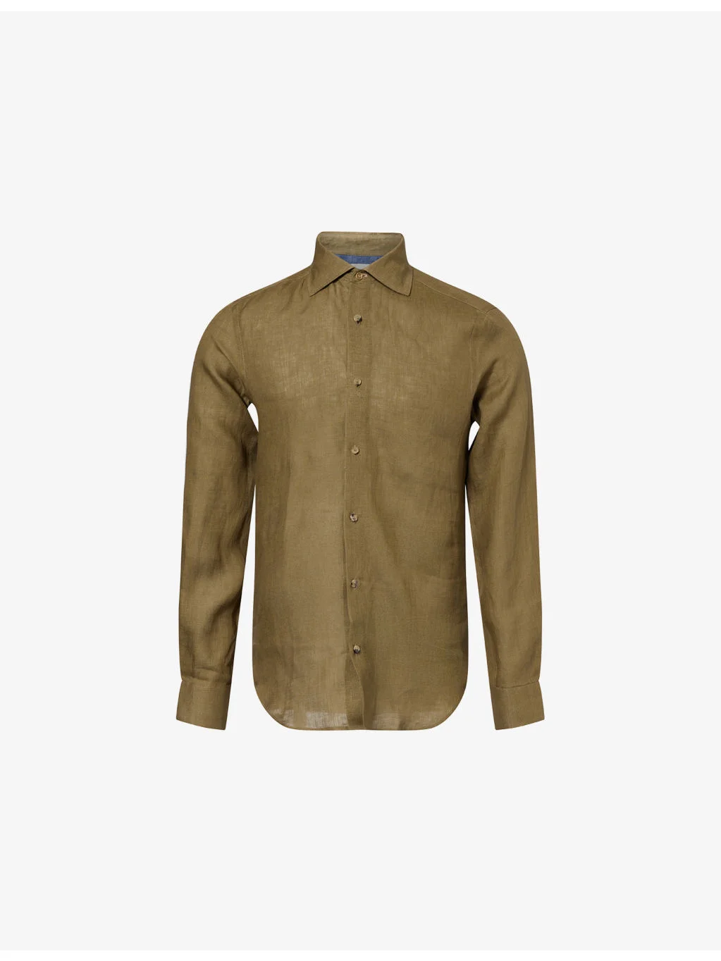 Collared Long-Sleeve Linen Shirt - 1