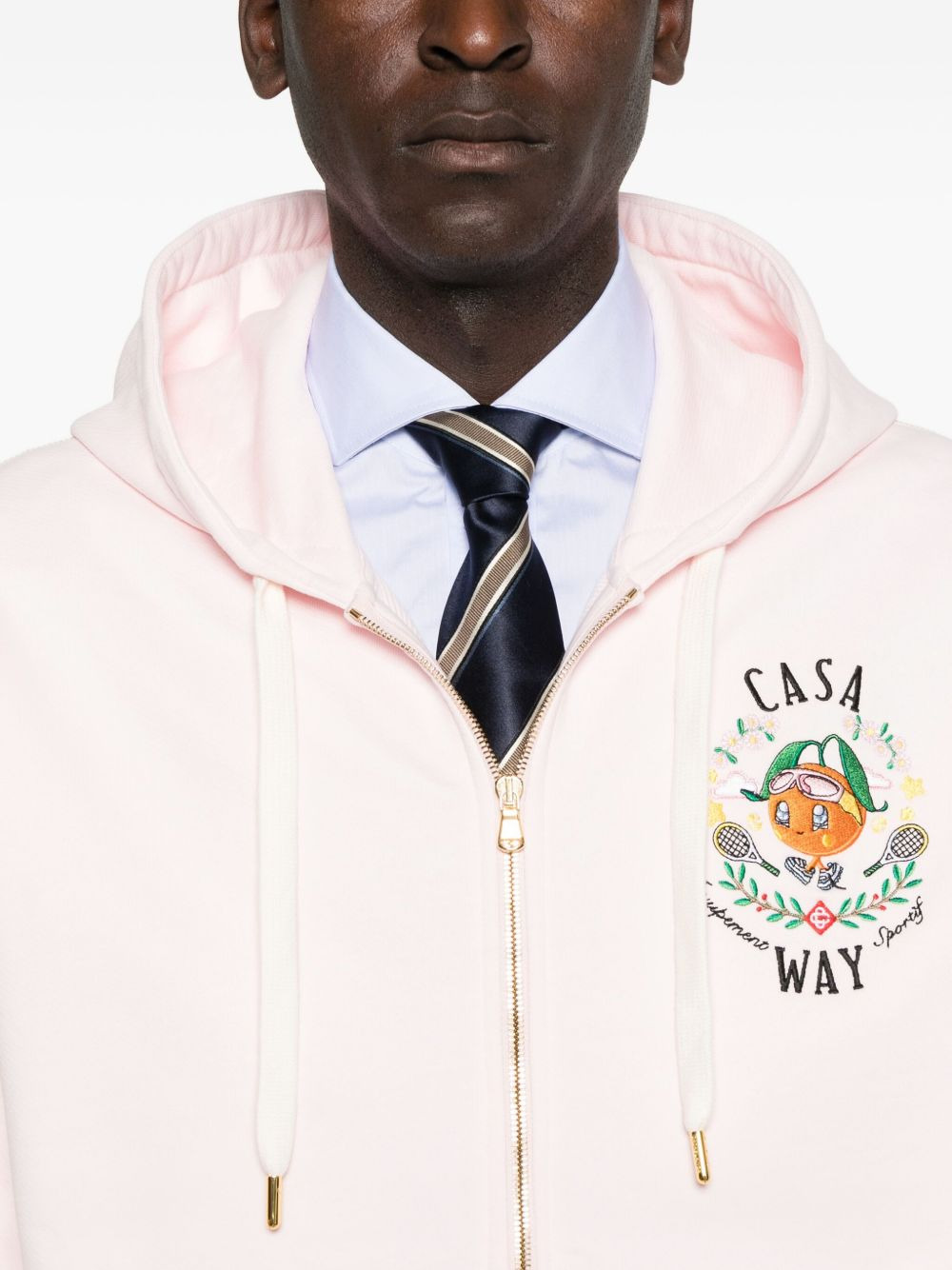 embroidered zip-up hoodie - 5