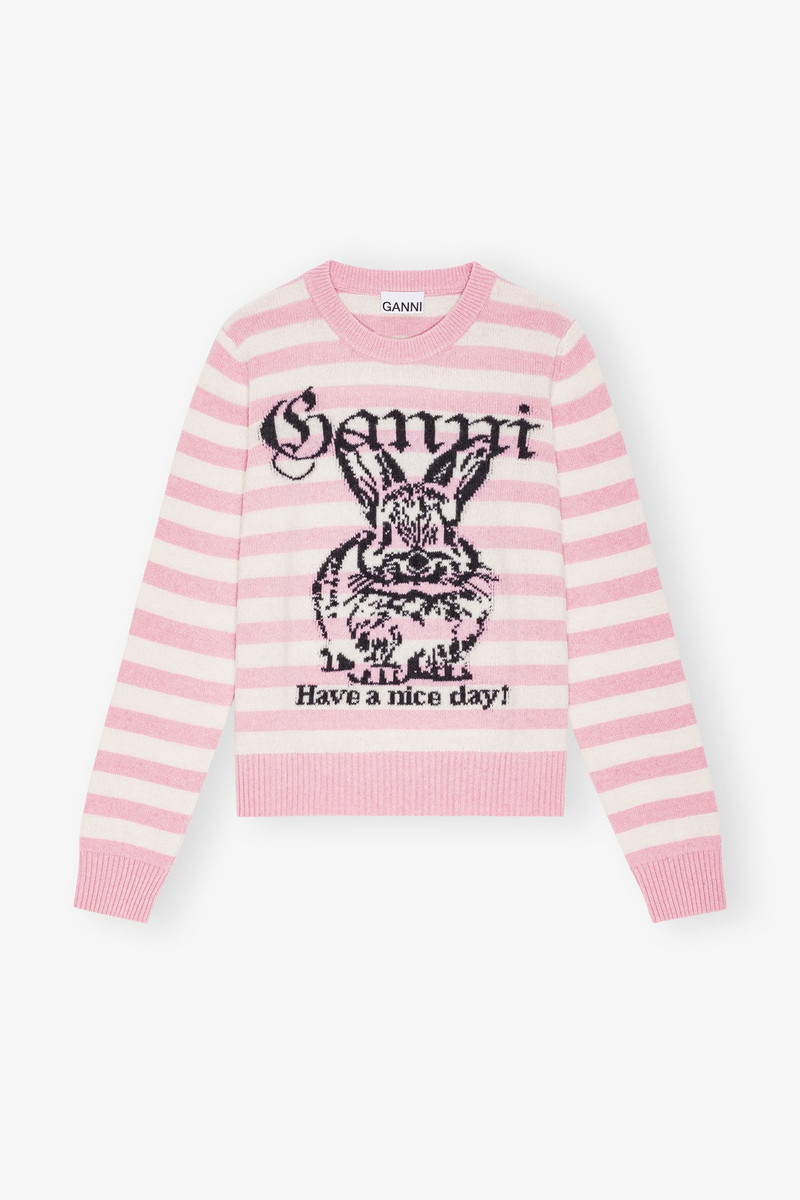 STRIPED GRAPHIC WOOL BUNNY SWEATER 1