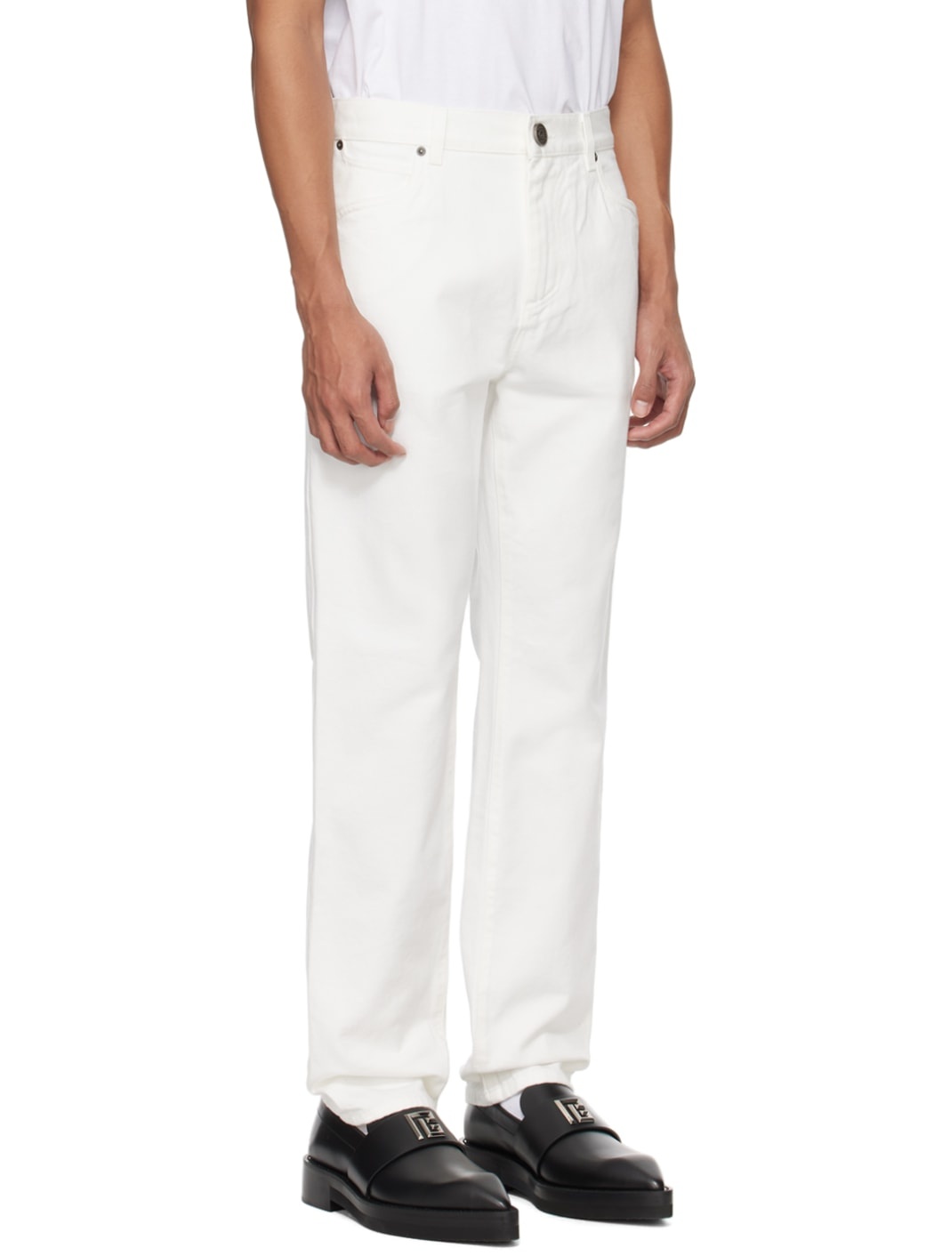 White Straight-Leg Jeans - 2