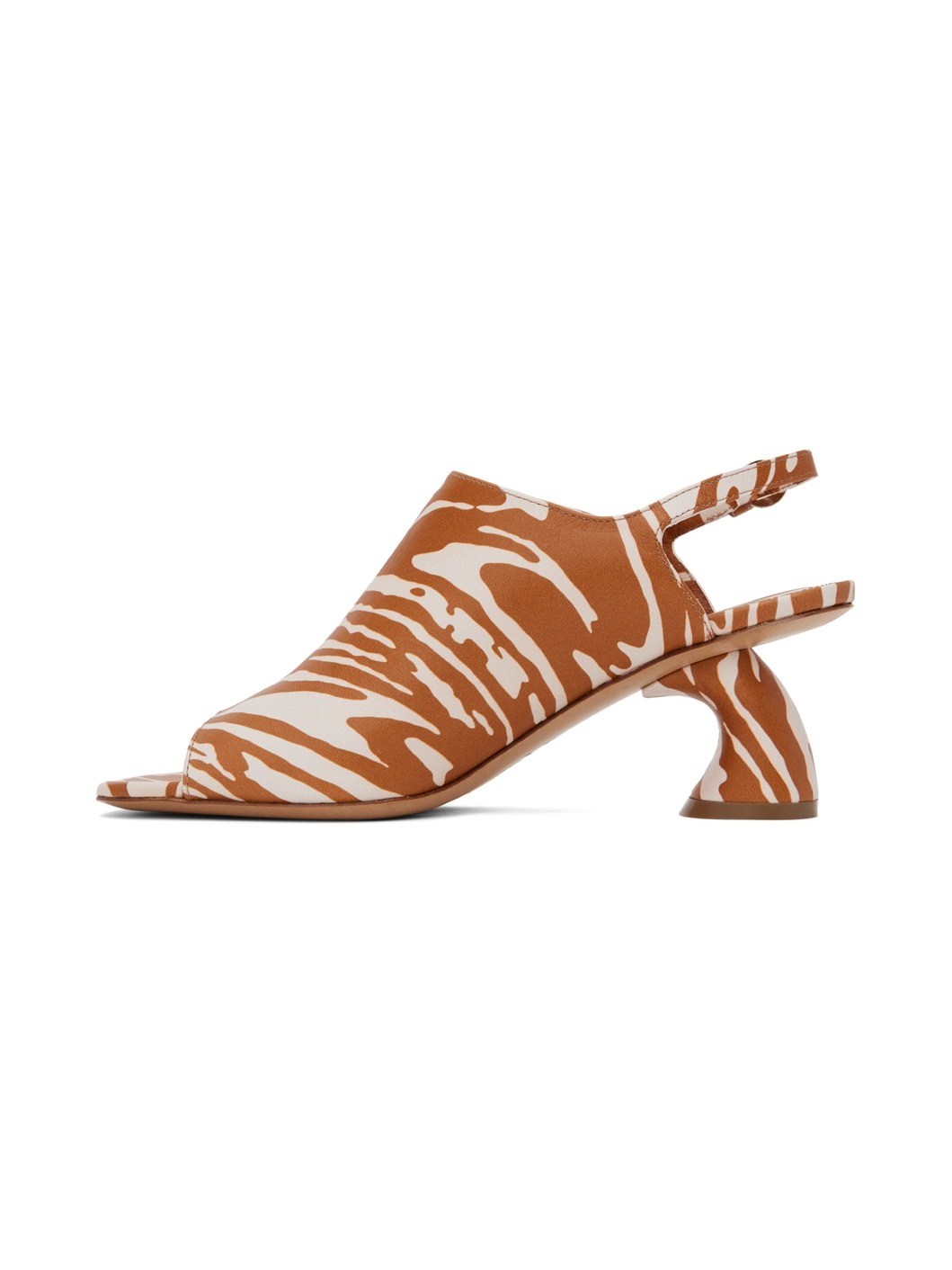 Tan Open Toe Heeled Sandals - 3