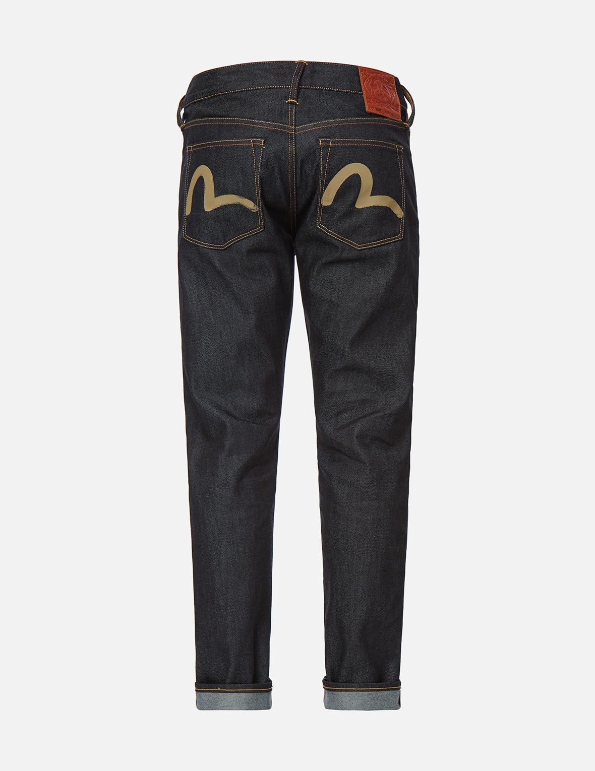 WASH-EFFECT SEAGULL PRINT CARROT FIT RAW DENIM JEANS #2017 - 2