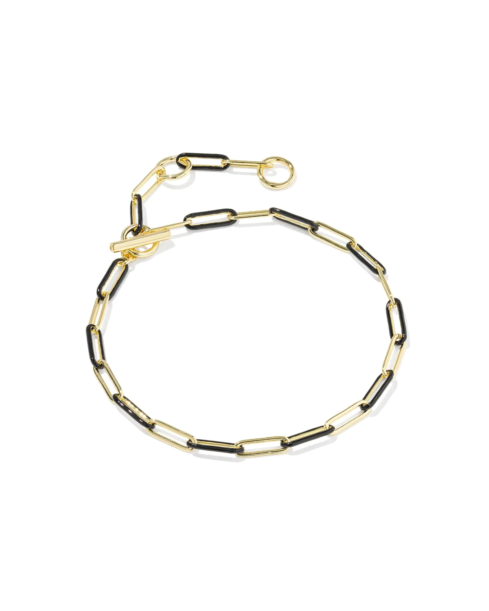 Courtney Gold Enamel Link and Chain Bracelet - 1