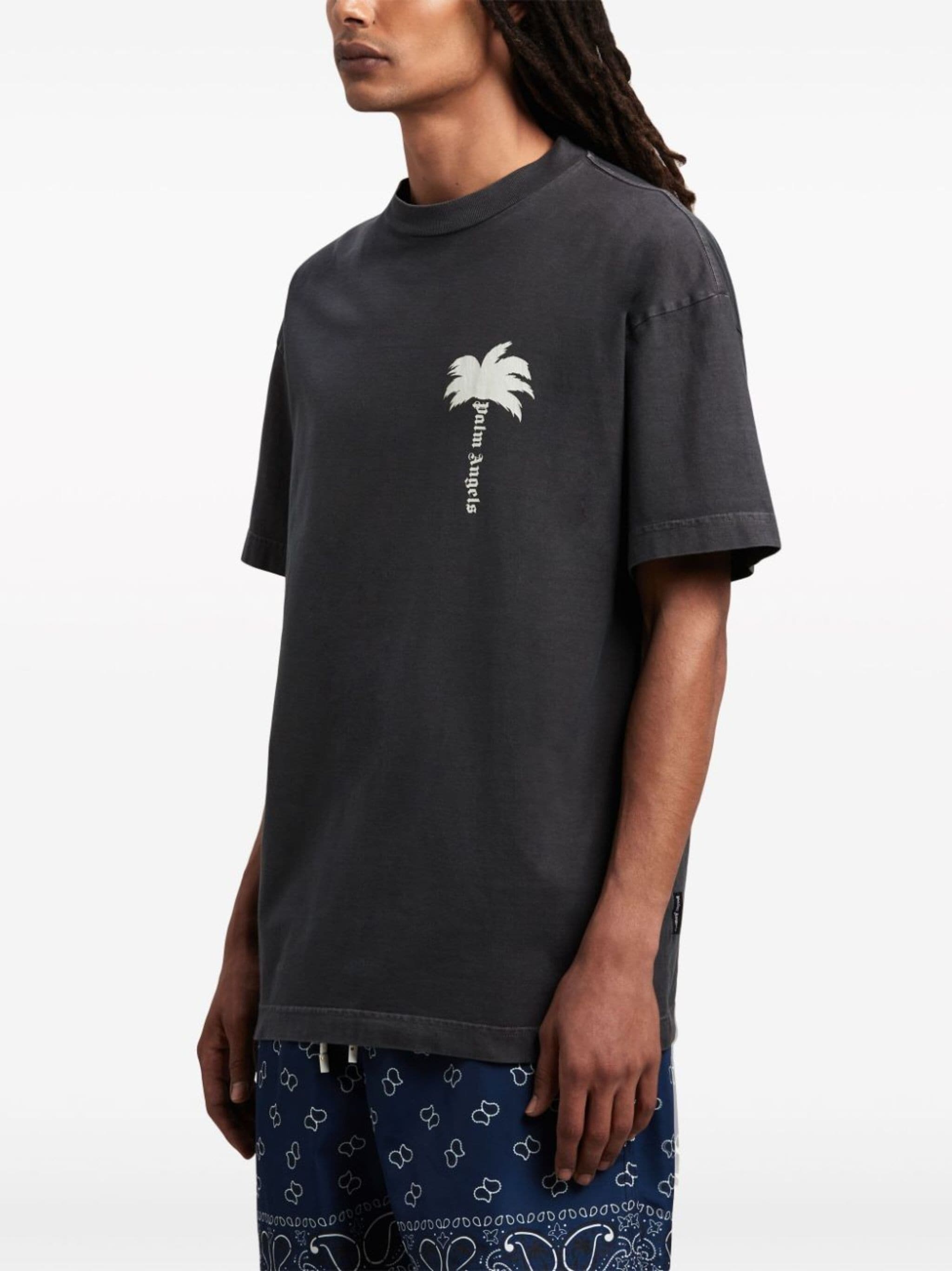 Palm tree-print cotton T-shirt - 4