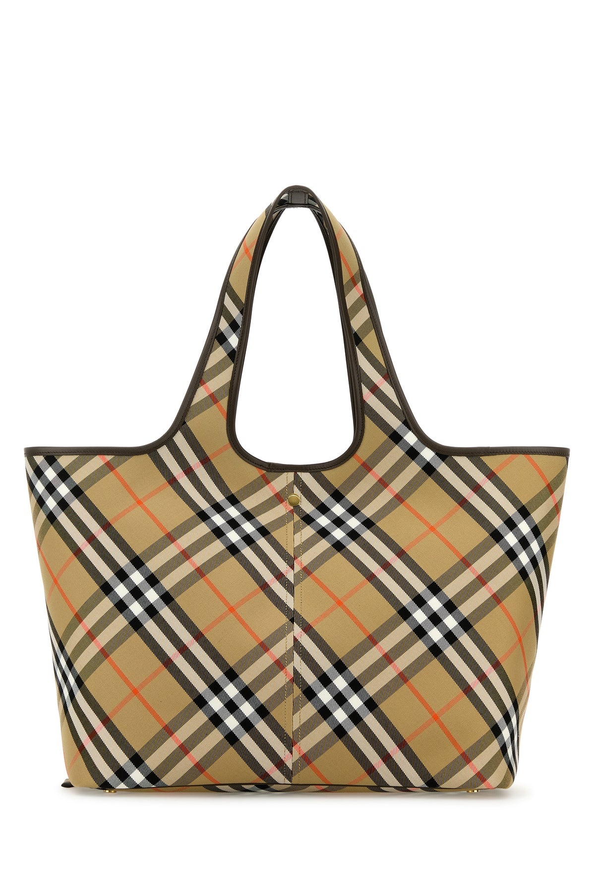 Embroidered canvas medium Check shopping bag - 3