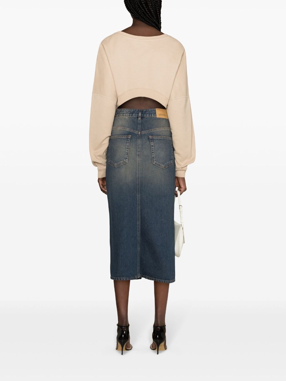 logo-embroidered cropped sweatshirt - 4