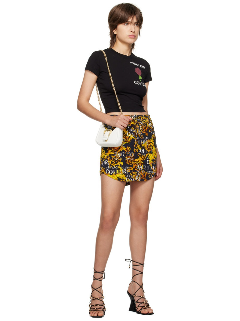 VERSACE JEANS COUTURE Black Printed Denim Miniskirt outlook