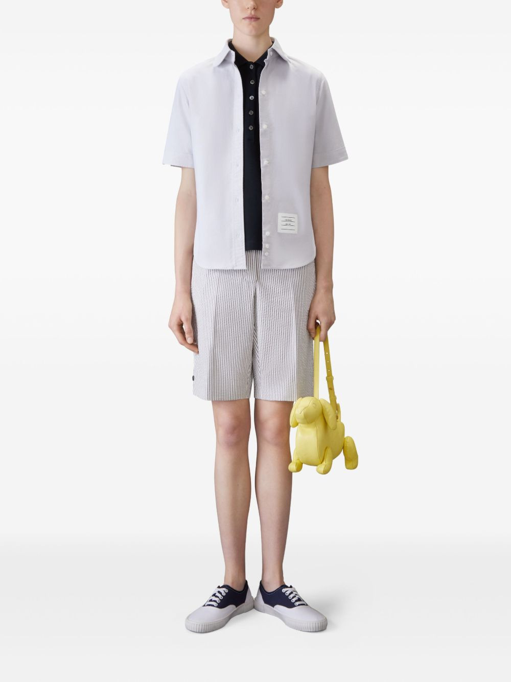 four-bar striped rib-cuffs polo top - 2