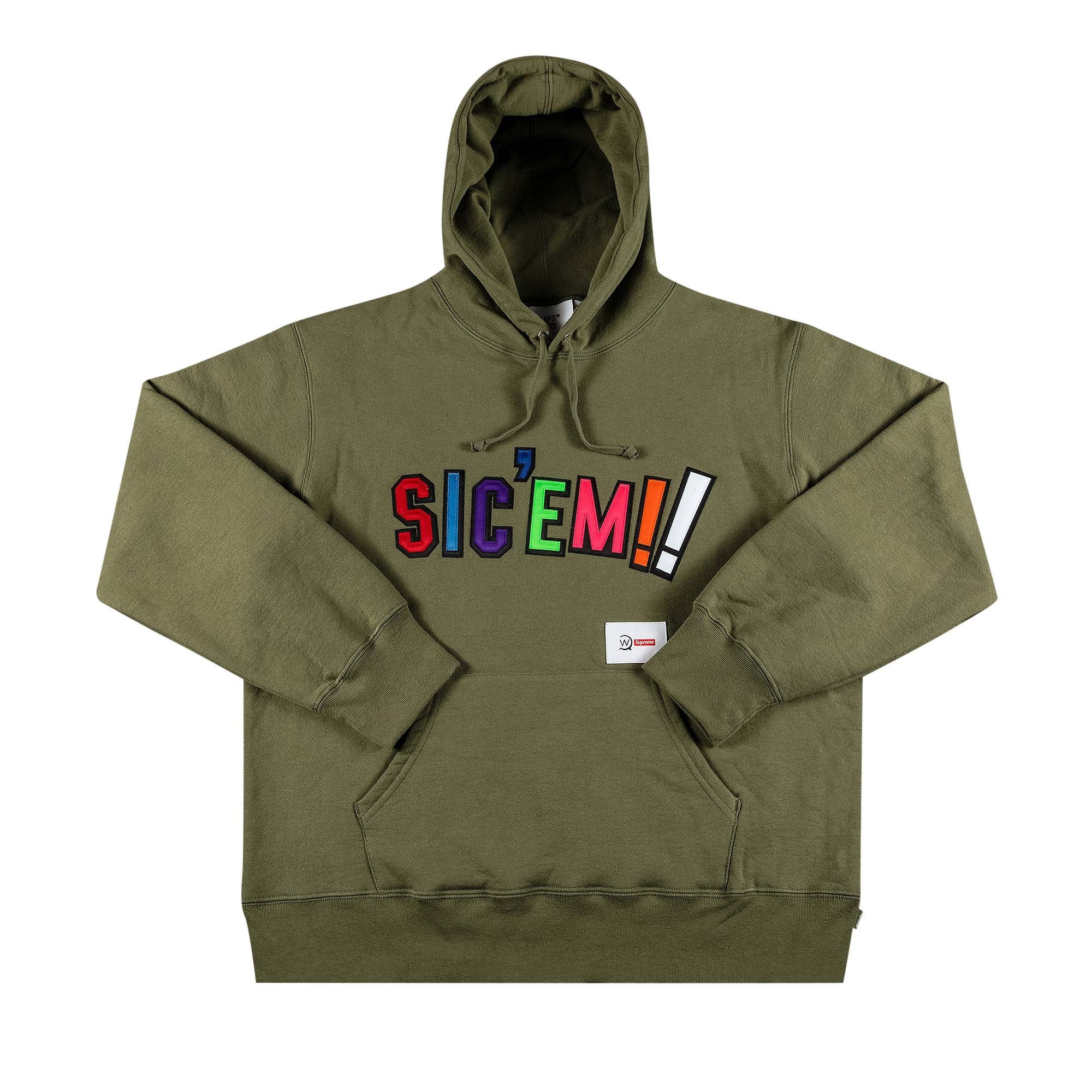 Supreme x WTAPS Sic'em! Hooded Sweatshirt 'Light Olive' - 1