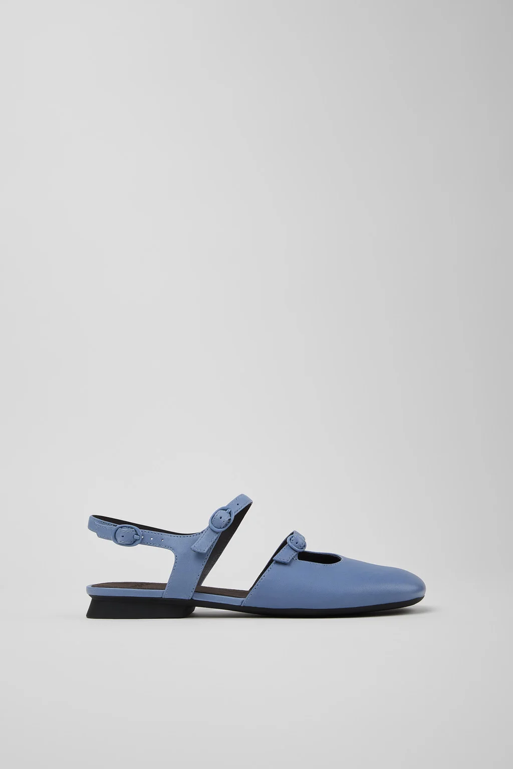 Casi Myra Blue Leather Semi-Open Shoes for Women. - 1