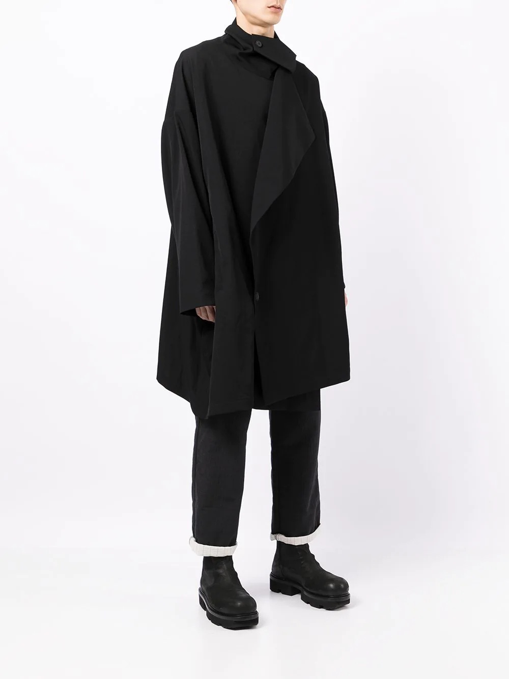 asymmetric double-breasted coat - 3