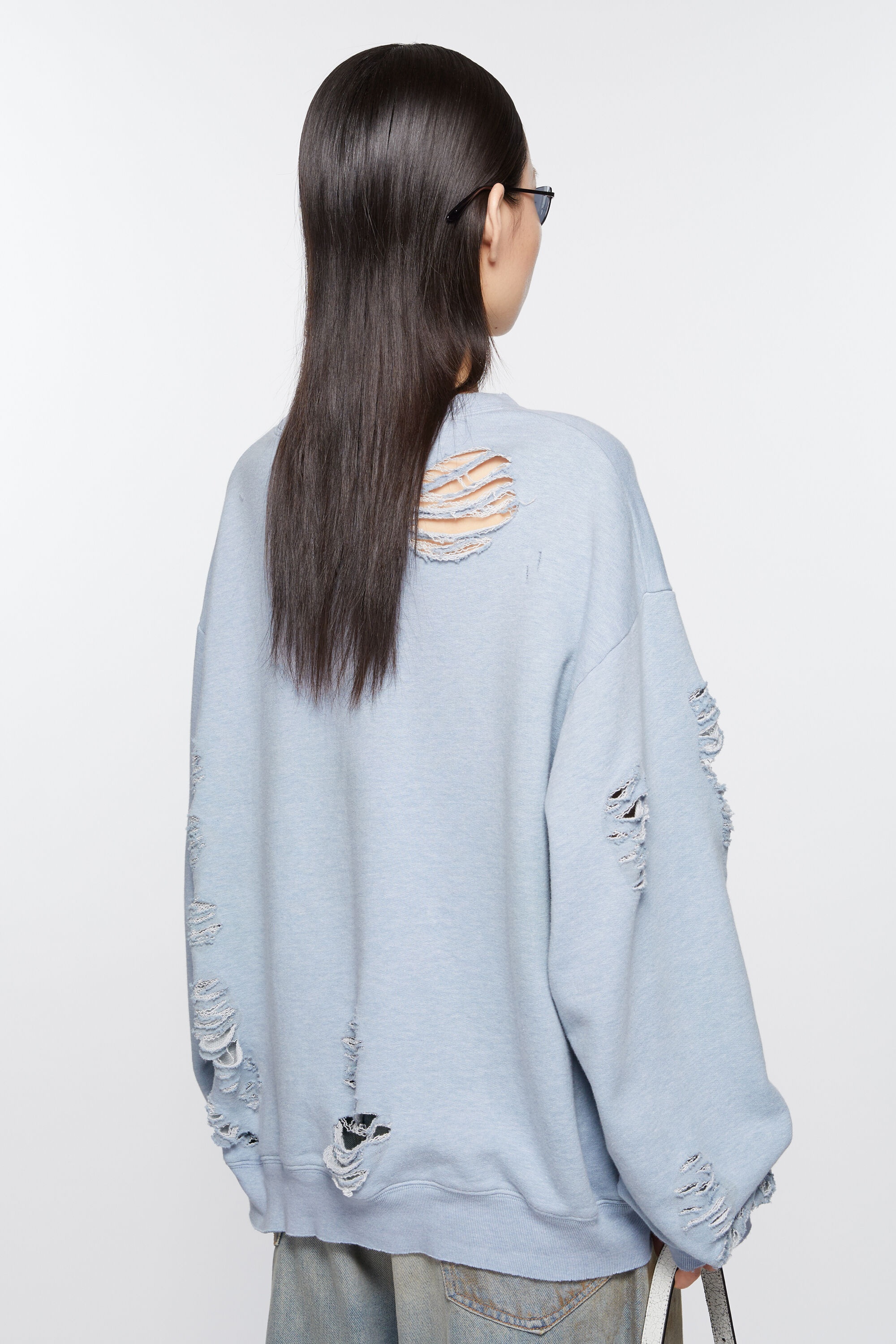 Sweater logo print distressed - Blue melange - 3