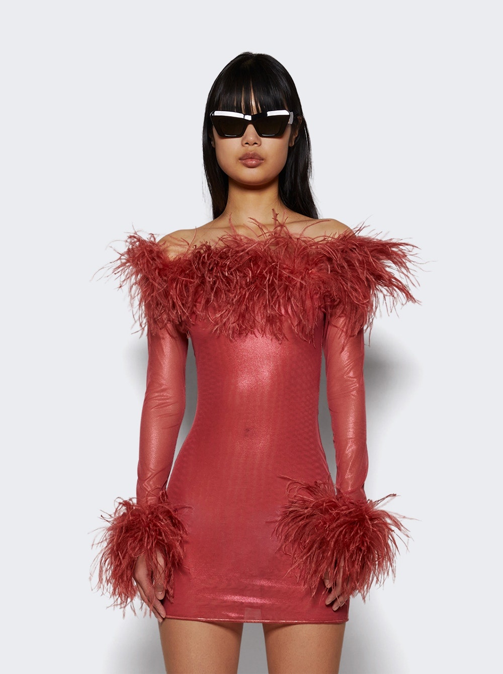 Lame Plumage Short Dress Terre Rouge - 2