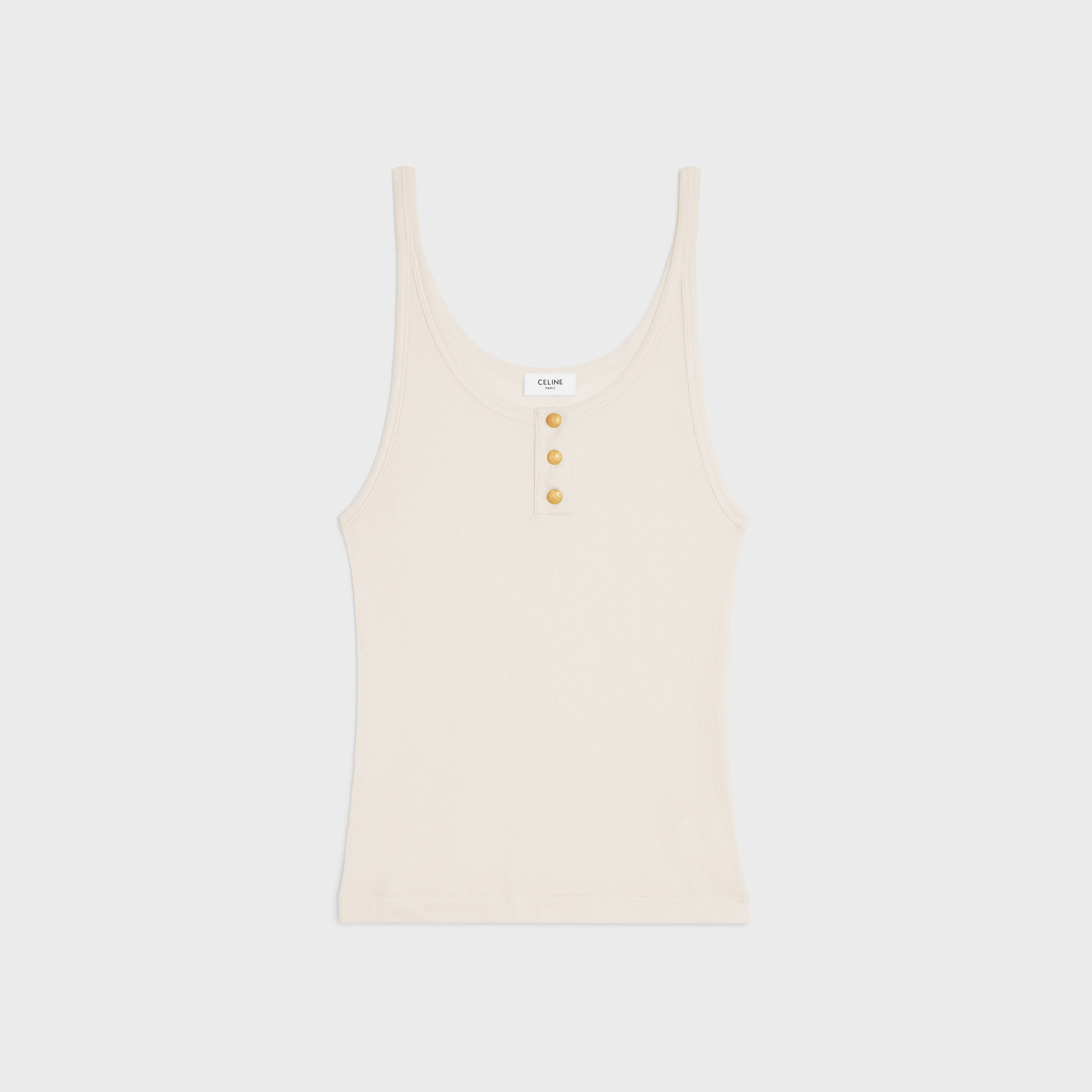 Buttoned tank top in ribbed silk jersey - 1