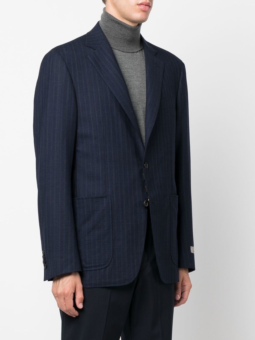 pinstriped single-breasted blazer - 3